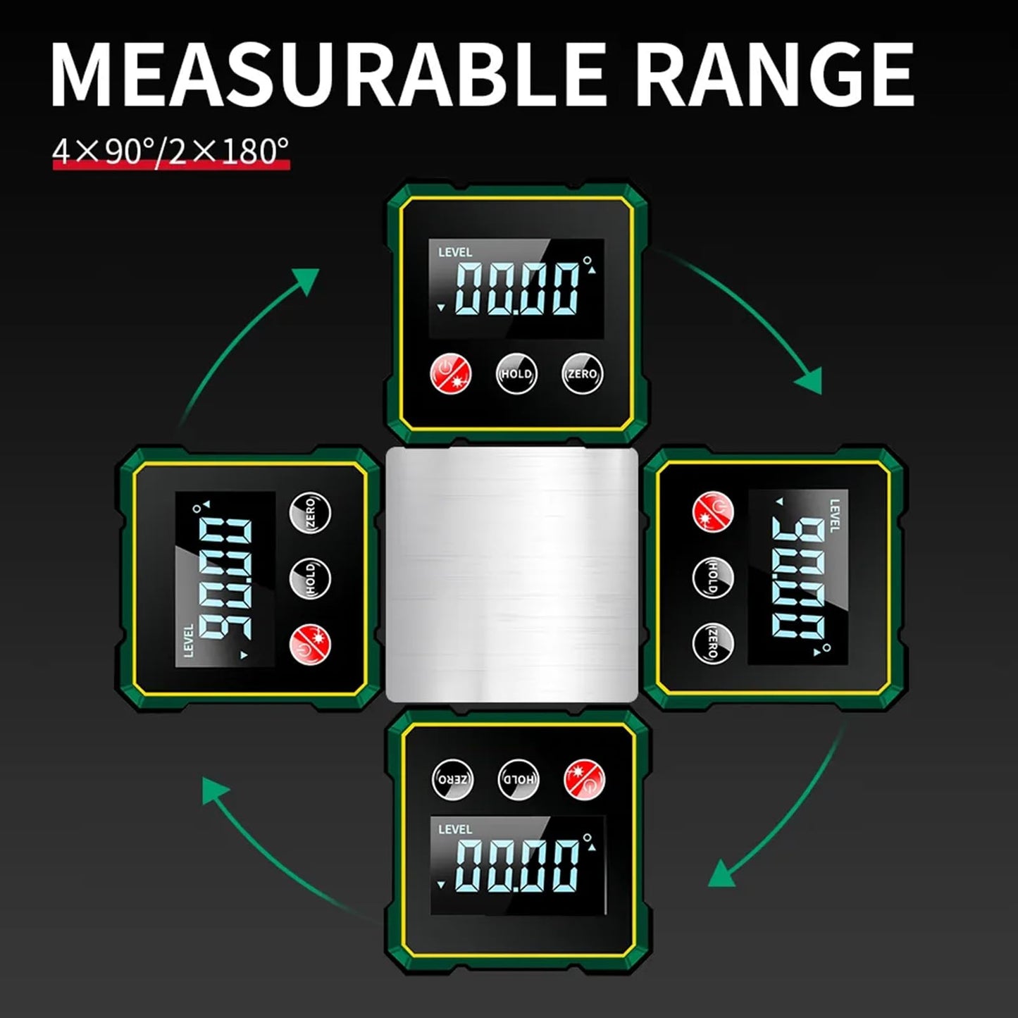 Laidawei Digital Angle Finder with Electronic Laser Level,Inclinometer- 4-side Strong Magnetic Angle Gauge, Protractor,Finder Measuring Tool for Woodworking (Laser Level is Class II,Output<5mW)
