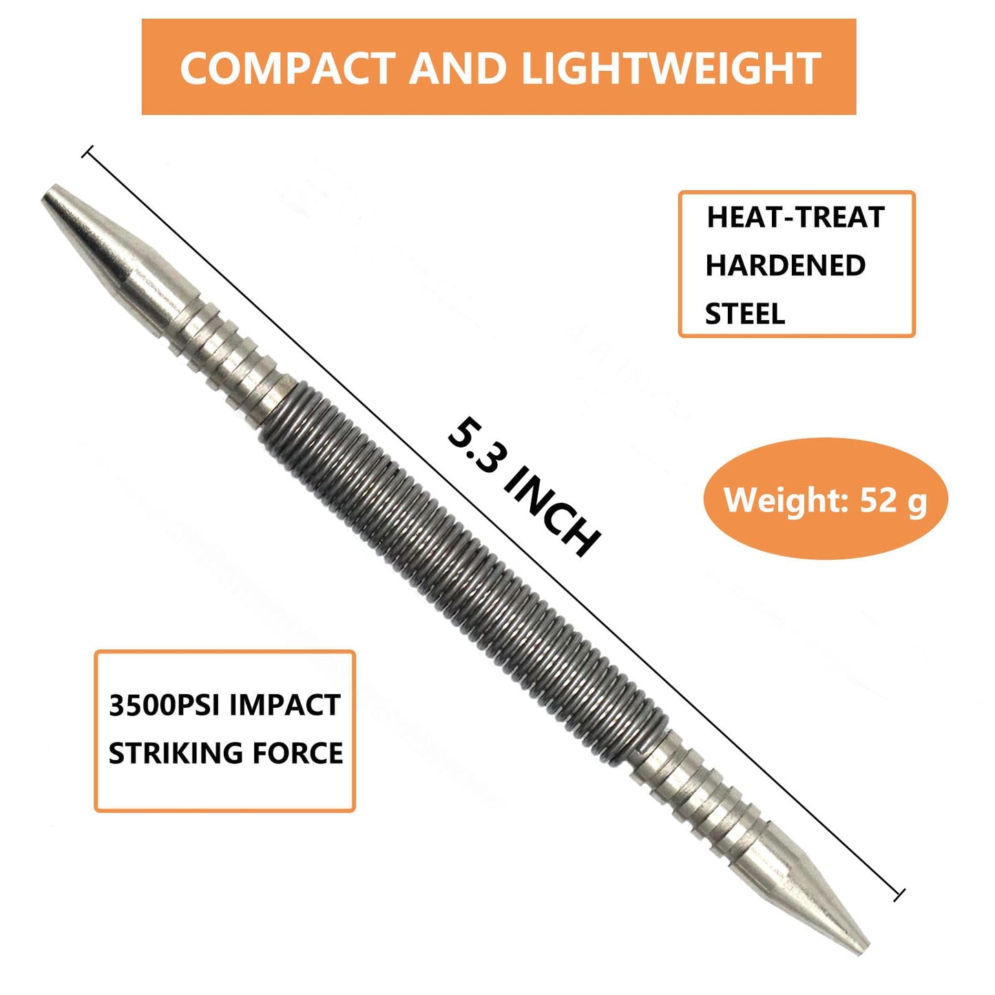 WHLLING 2-Piece Dual Head Combo Nail Setter, Double Ended 3/32″& 1/8″Spring Nail Set, 3500 PSI Striking Force Hammerless Nail Set Punch Nail Pullers