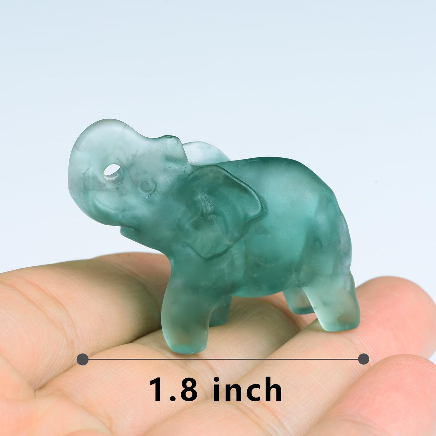 Ytbeoxk 1.8 Inch Fluorite Elephant Crystal Decor, Healing Crystal Cute Figurines,White Elephant Gemstones Decorations Statue, Lucky Reiki Stones in Home and Office Meditation Gift for Women and Men