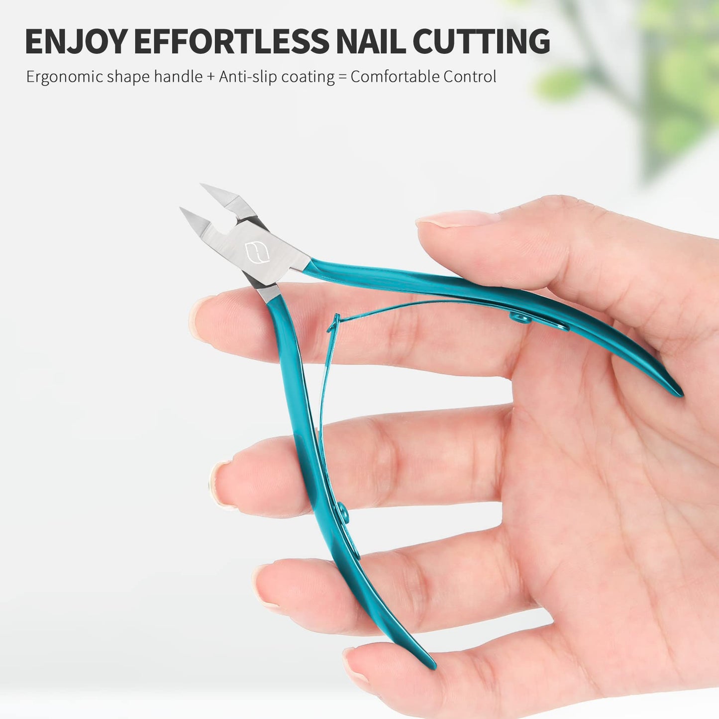 FERYES Toenail Clipper Straight Blade for Ingrown and Thick Nails - Stainless Steel and Sharp Pointed Tip Ingrown Nail Clipper – Wide Jaw Toe Nail Cutter Podiatry Tool Peacock Green