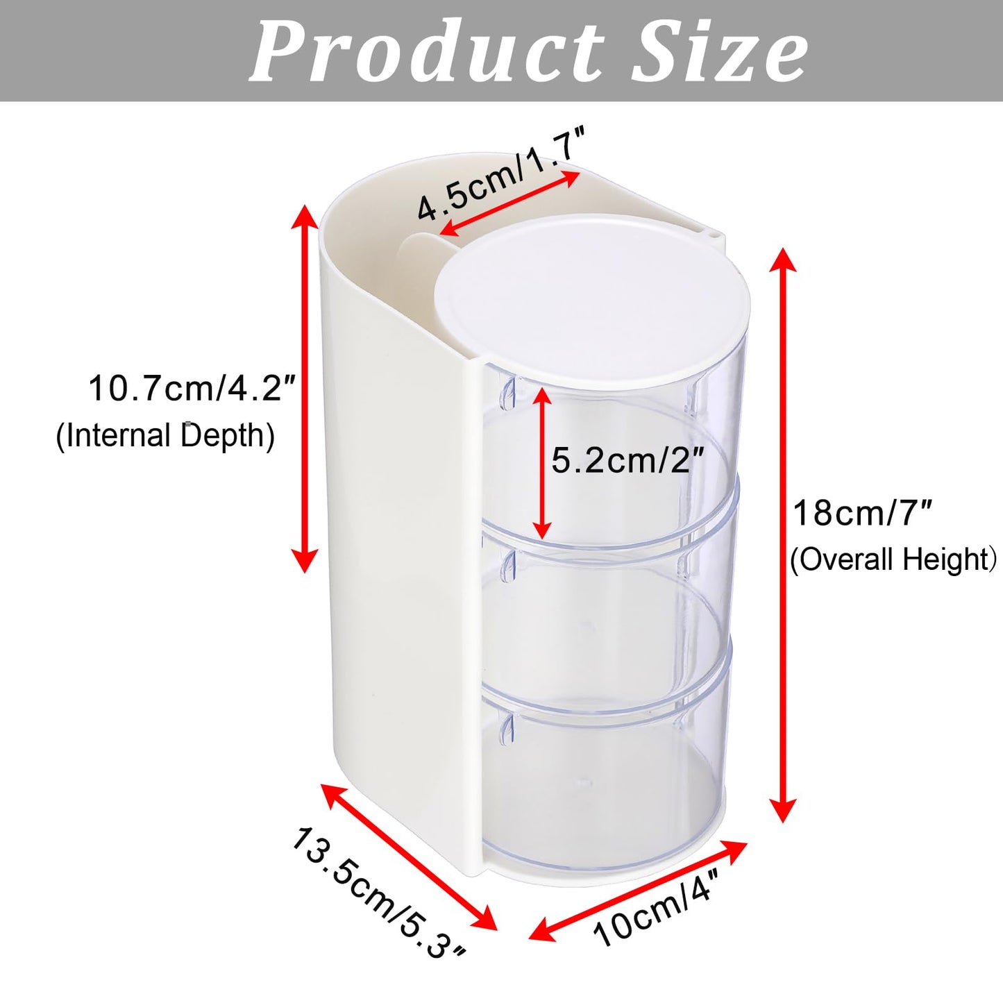 GUSHBIN Rotating Hair Accessories Organizer with Comb Holder Plastic Hair Clips Storage Container Cosmetic Storage Box for Makeup Sponge Brush, 3-Layer White