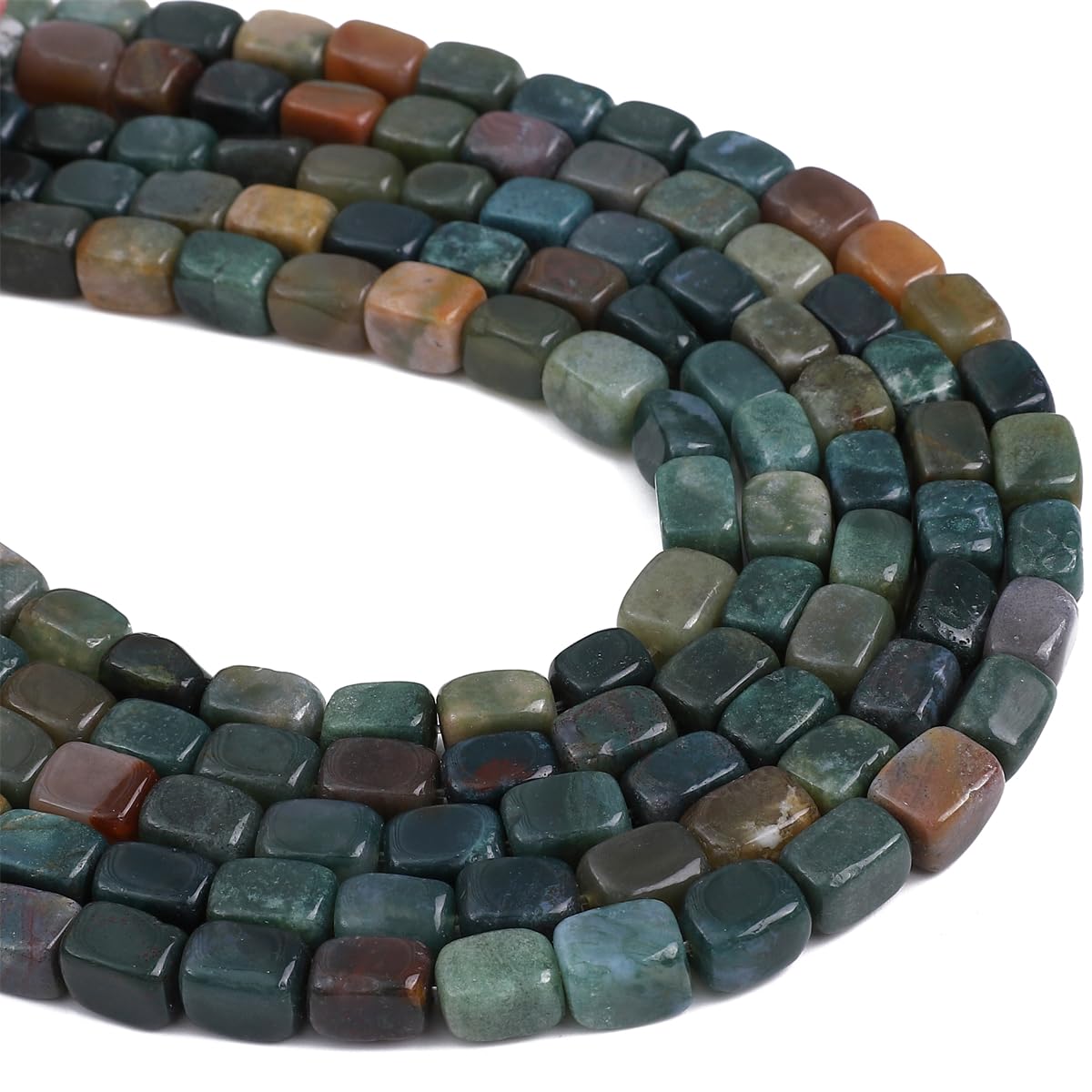 BEADIA Natural Indian Agate Cuboid Stone Loose Semi Gemstone Beads for Jewelry Making 8mmx12mm 38cm/Strand