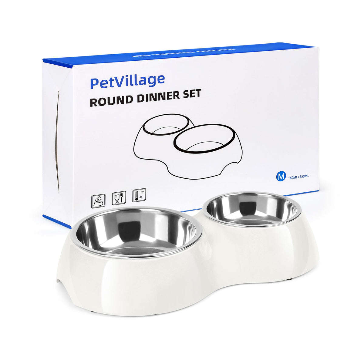 PetVillage Elevated Dog Bowls Set - Non-Slip Raised Pet Feeder with Medium (10 oz) & Large (20 oz) Stainless Steel Bowls - Includes Durable Resin Stand for Corgi Puppies and Adult Cats - Pink