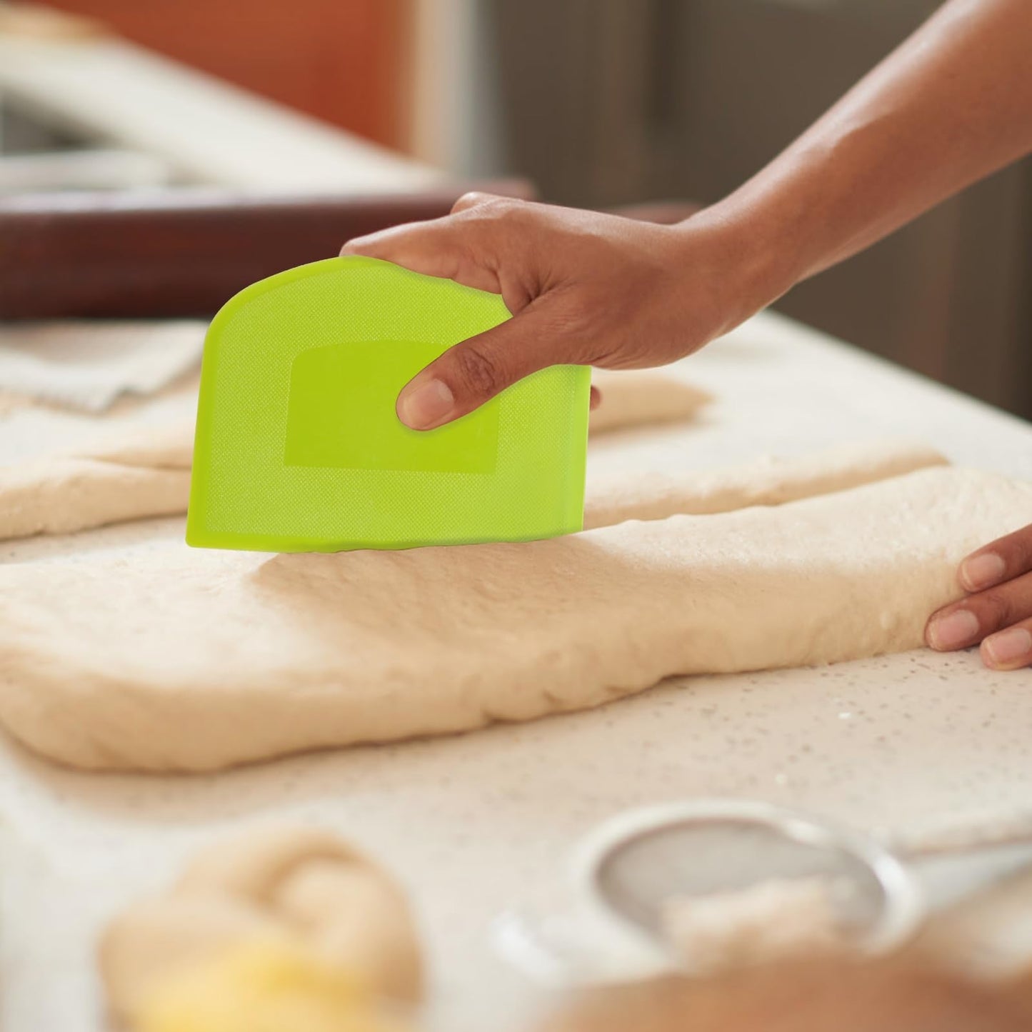 CEWIFO Bench Scraper Dough Scraper for Baking, 20 PCs BPA Free PE Plastic Flexible Bowl Scraper, Food-safe Plastic Dough Cutter for Bread Cake Dough Fondant Icing (White, Green, Orange, Pink)