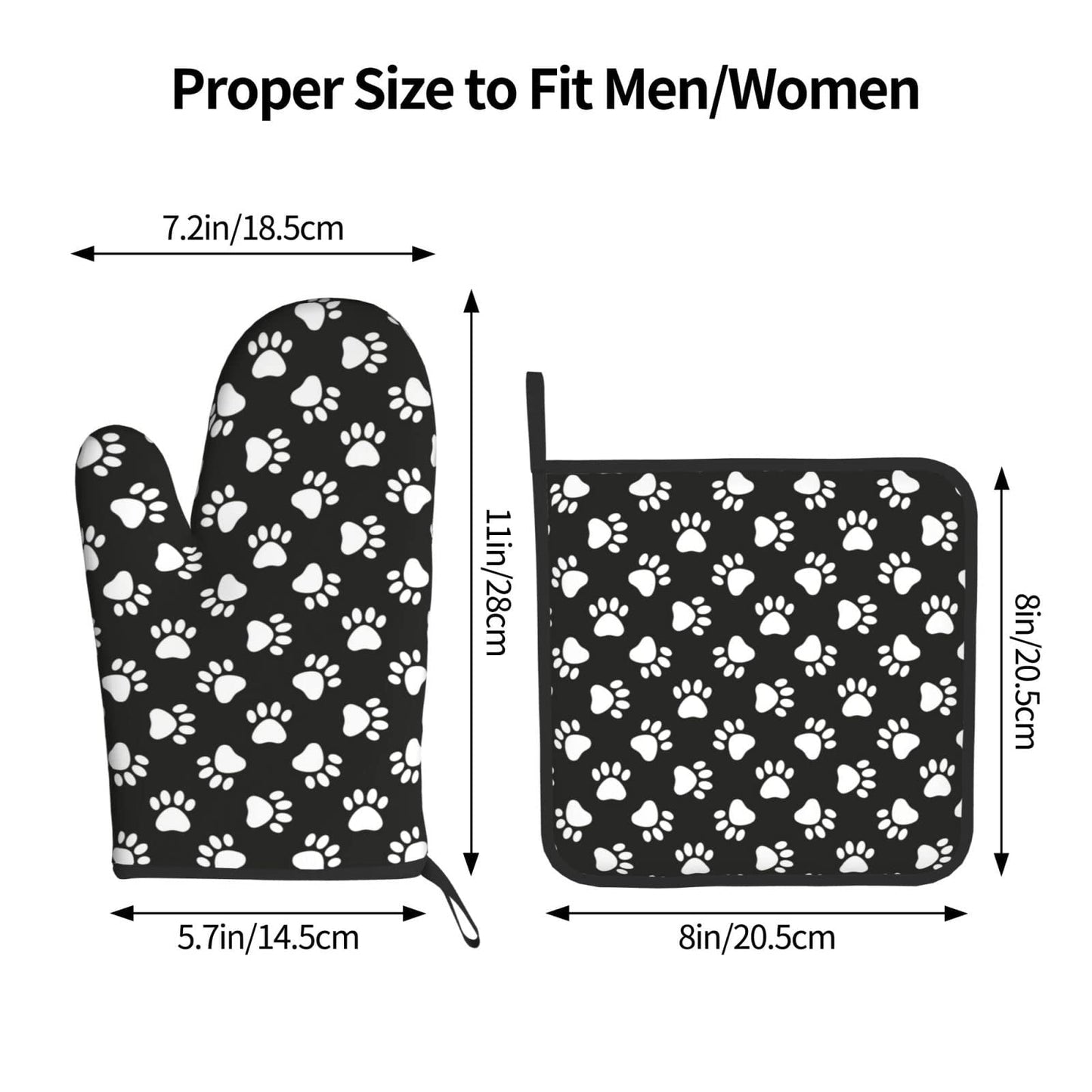Oplp Dog and Cat Paw Print Oven Mitts and Pot Holders Heat Resistant Oven Mitts Safe for Baking Cooking BBQ