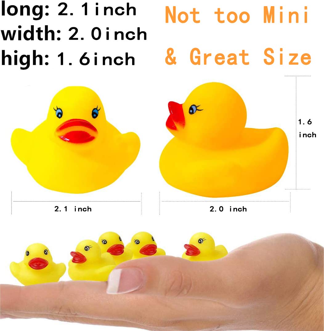 50-Pieces Float & Squeak Mini Duck Stress Relief Toys Stress Balls for Adult, Mini Round Eye Rubber Ducks Squeeze Fun for Birthday Party Office Christmas Stocking Stuffer Gift