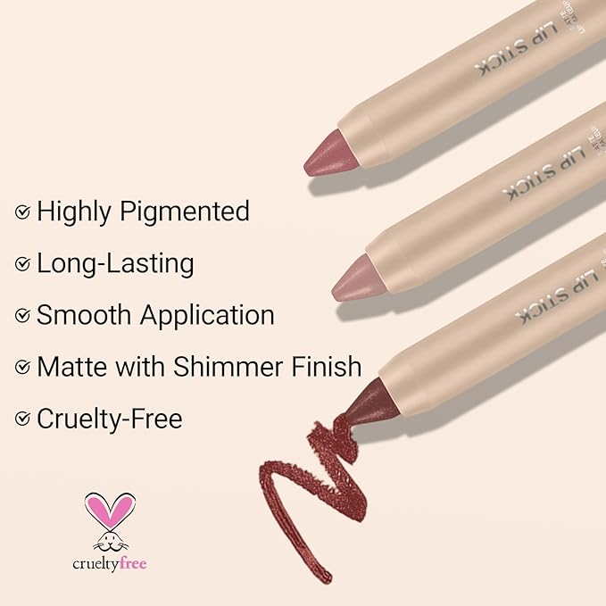 Erinde Matte Shimmer Lipstick Lip Liner Crayon for Women, 24 Hour Lipstick Lip Liner Pencil, Neutral Lipliner Waterproof Long Lasting Smudge Proof, Vegan & Cruelty-Free, C06 Cocoa Brown-Red