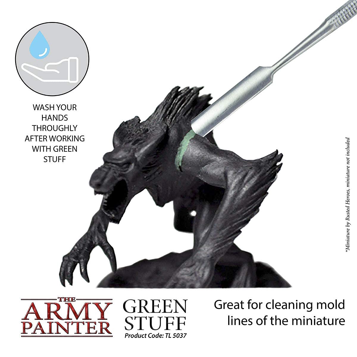 The Army Painter Green Stuff, 2 Part Modelling Clay, 20cm, Mouldable Model Putty Modelling Compound for Miniatures, Easy-to-Knead Green Putty Epoxy Clay for Sculpting
