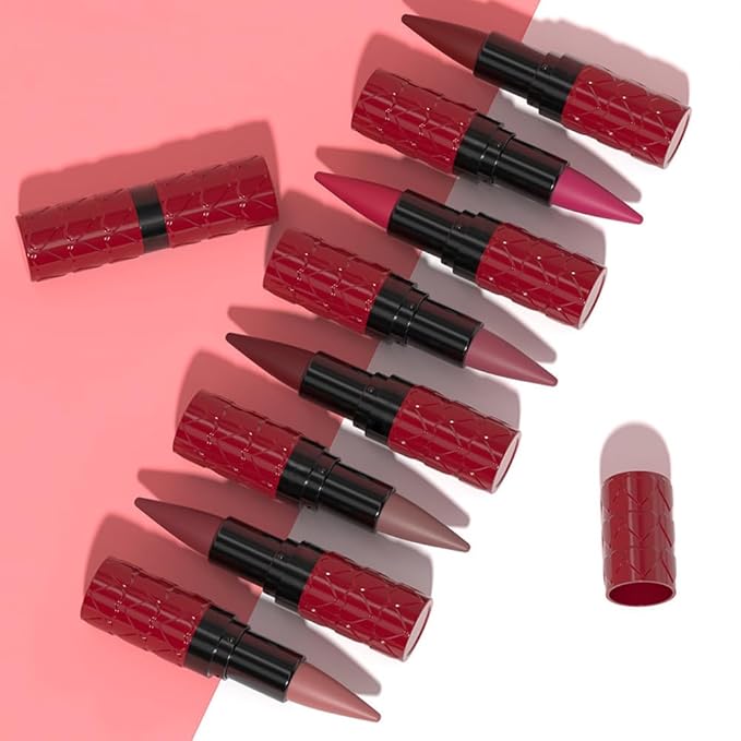 evpct Mauve Gradient Matte Lipstick Lip Liner Combo Set for Older Women Long Lasting Waterproof, Mauve Lips Stick Crayon Pencil Cream Lip Liner and Lipstick Combo Makeup, Flawless Ombre Effect