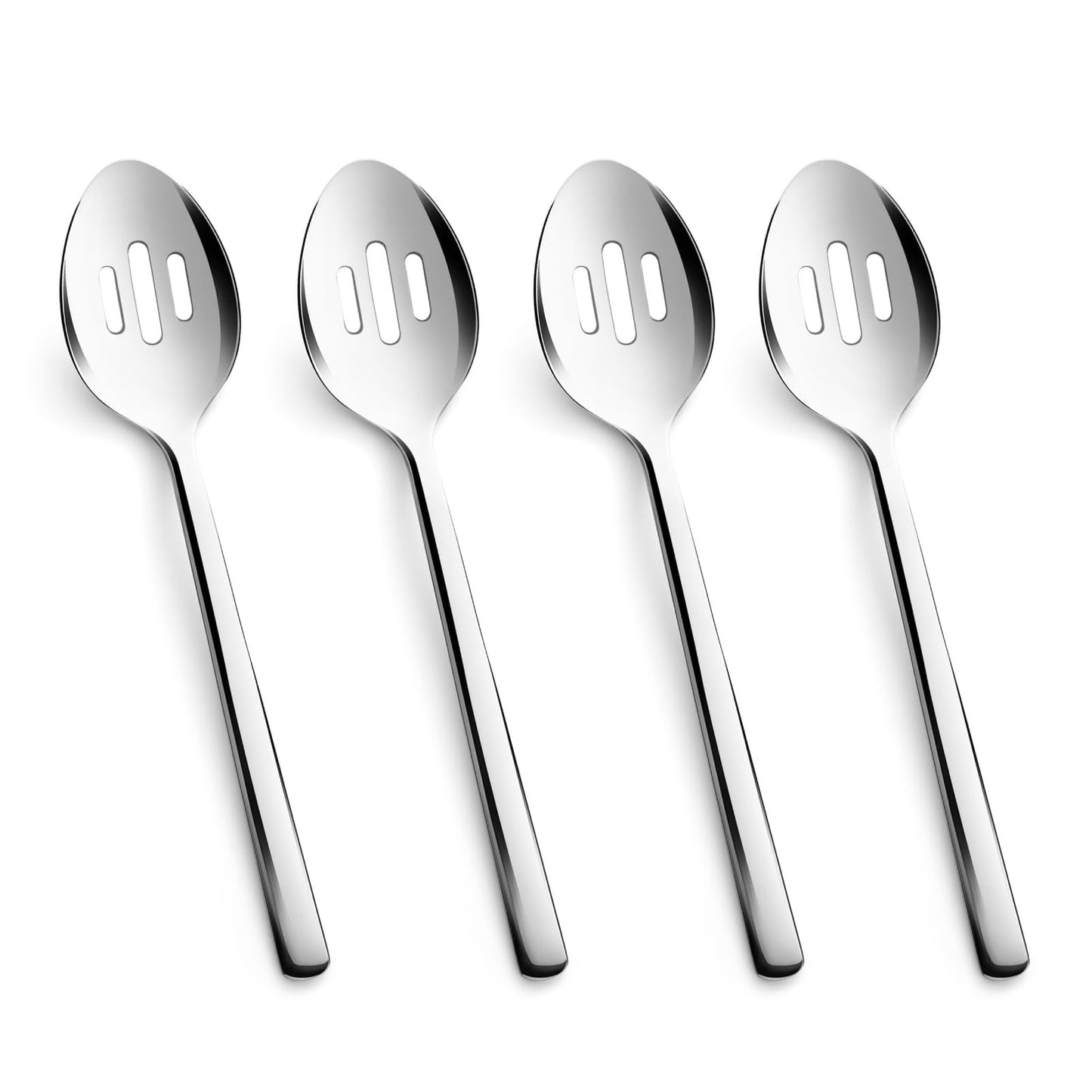 KINGSTONE Slotted Serving Spoons Sets 4 Piece,18/10 Stainless Steel Heavy Duty 9.84inch For Buffet, Wedding, Party,Catering,Dishwasher Safe
