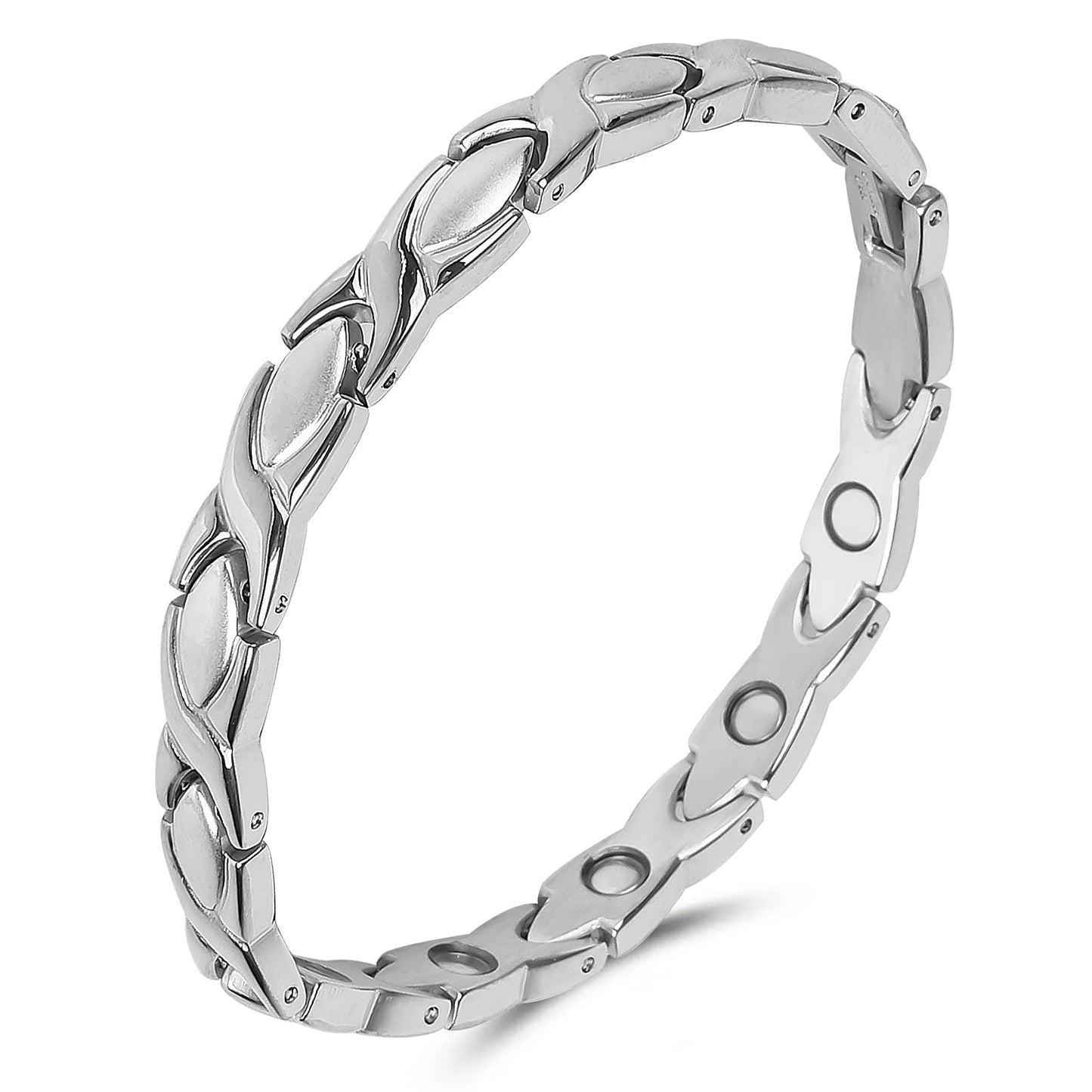 UtenoTureH Magnetic Bracelet for Women for Arthritis, Stainless Steel Bracelets with 3500 Gauss Magnet, Jewelry with Adjustable Tools (A(Silver))