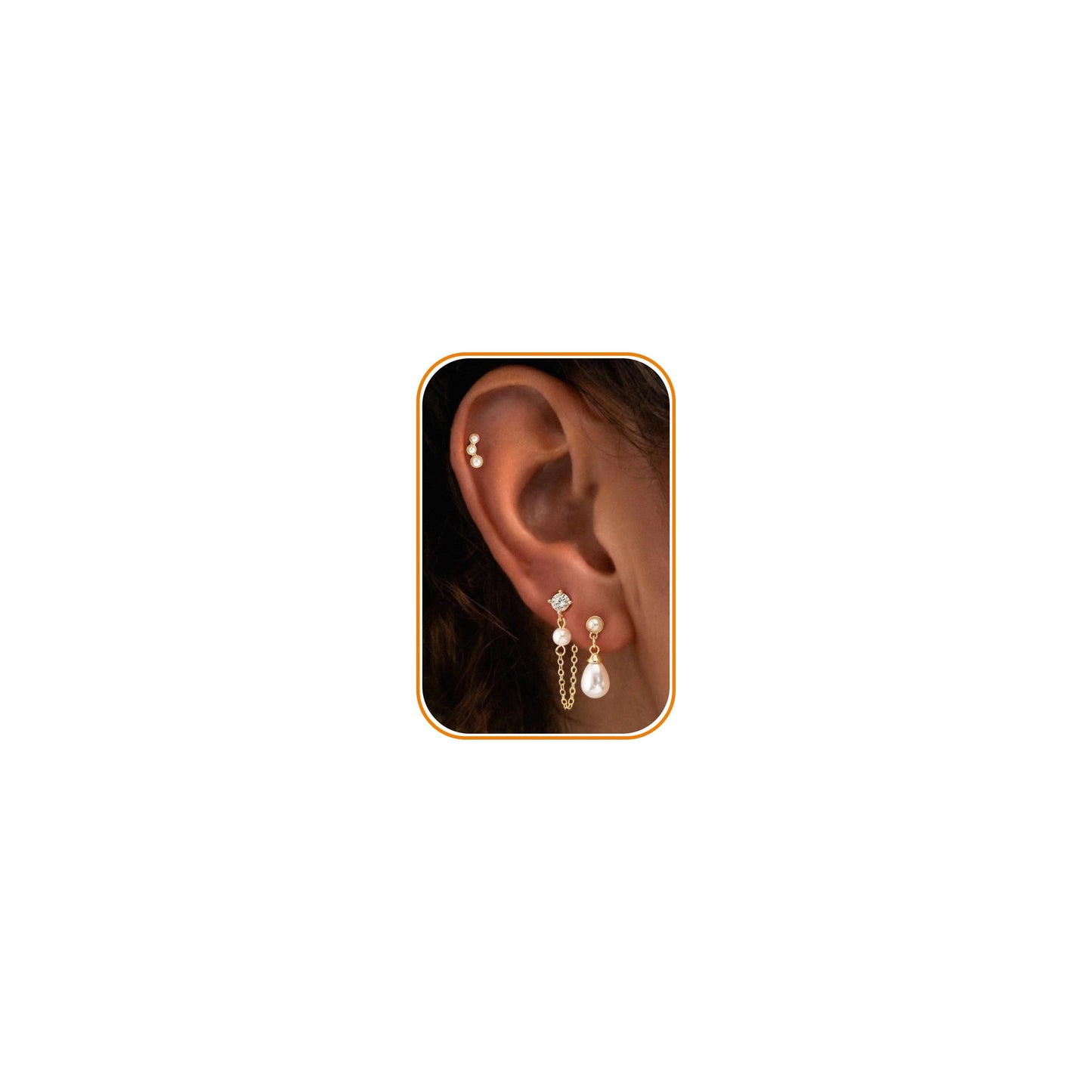 BSGRL Pearl Earrings - 14k Gold Plated Tiny Pearl Stud Earrings Set Cartilage Ear Stack for Women