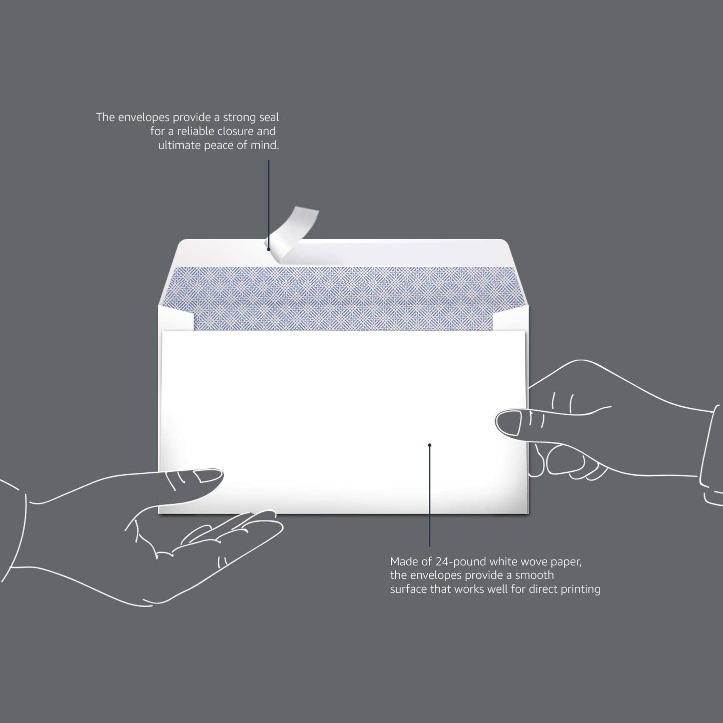 Amazon Basics #6 3/4 Security-Tinted Self-Seal Envelopes for Invoices and Documents, White, 300-Pack