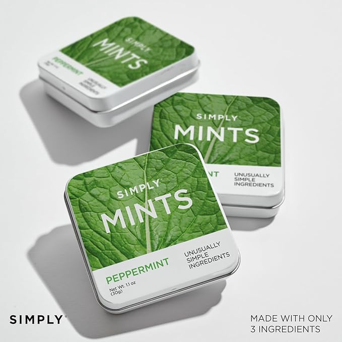 SIMPLY Mints | Peppermint & Lemon Breath Mints Variety Pack | Pack of Six (180 Pieces Total) | Zesty & Refreshing + Aspartame-Free + Vegan + non-GMO