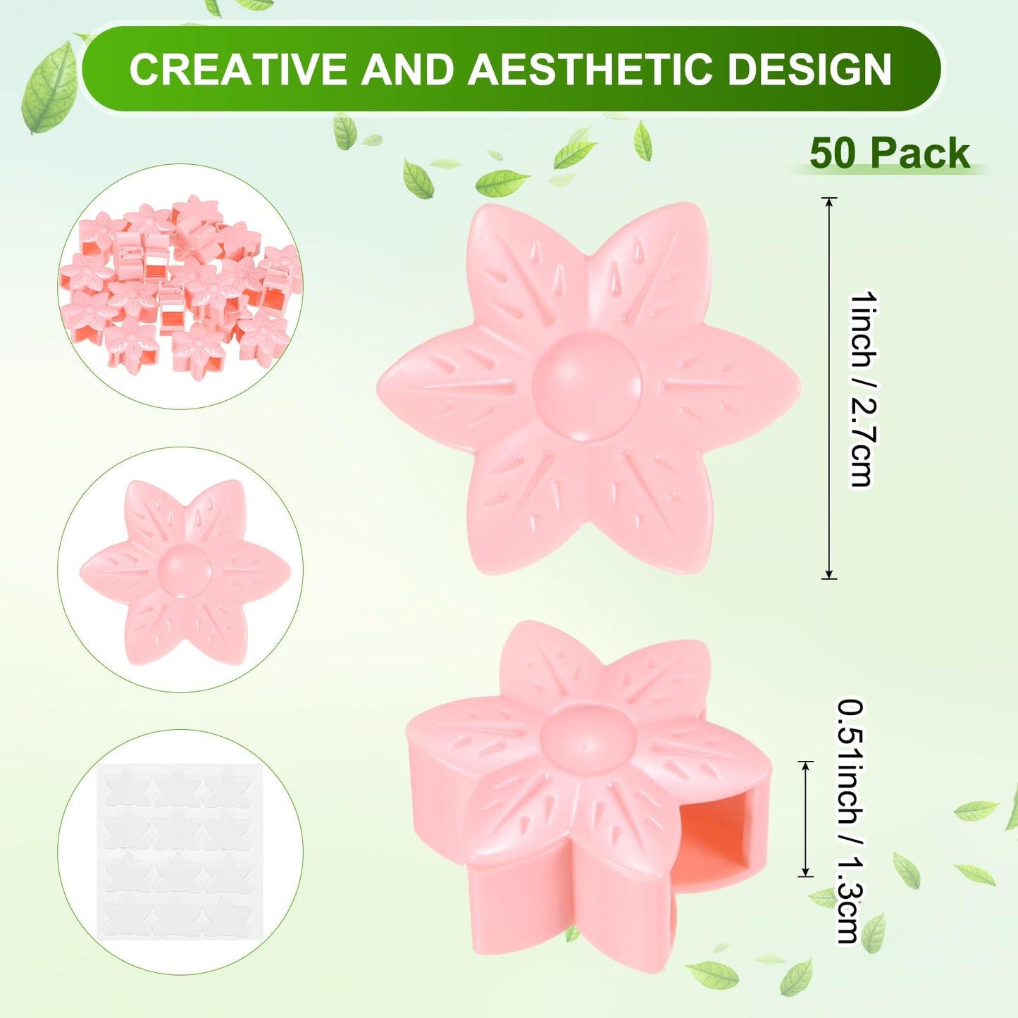 M METERXITY 20 Pack Plant Wall Clips, Self-Adhesive Plant Climbing Wall Clips Fixer with Acrylic Adhesive Sticker for Vine Support/Indoor/Outdoor Decor [Plum Blossom-Pink]