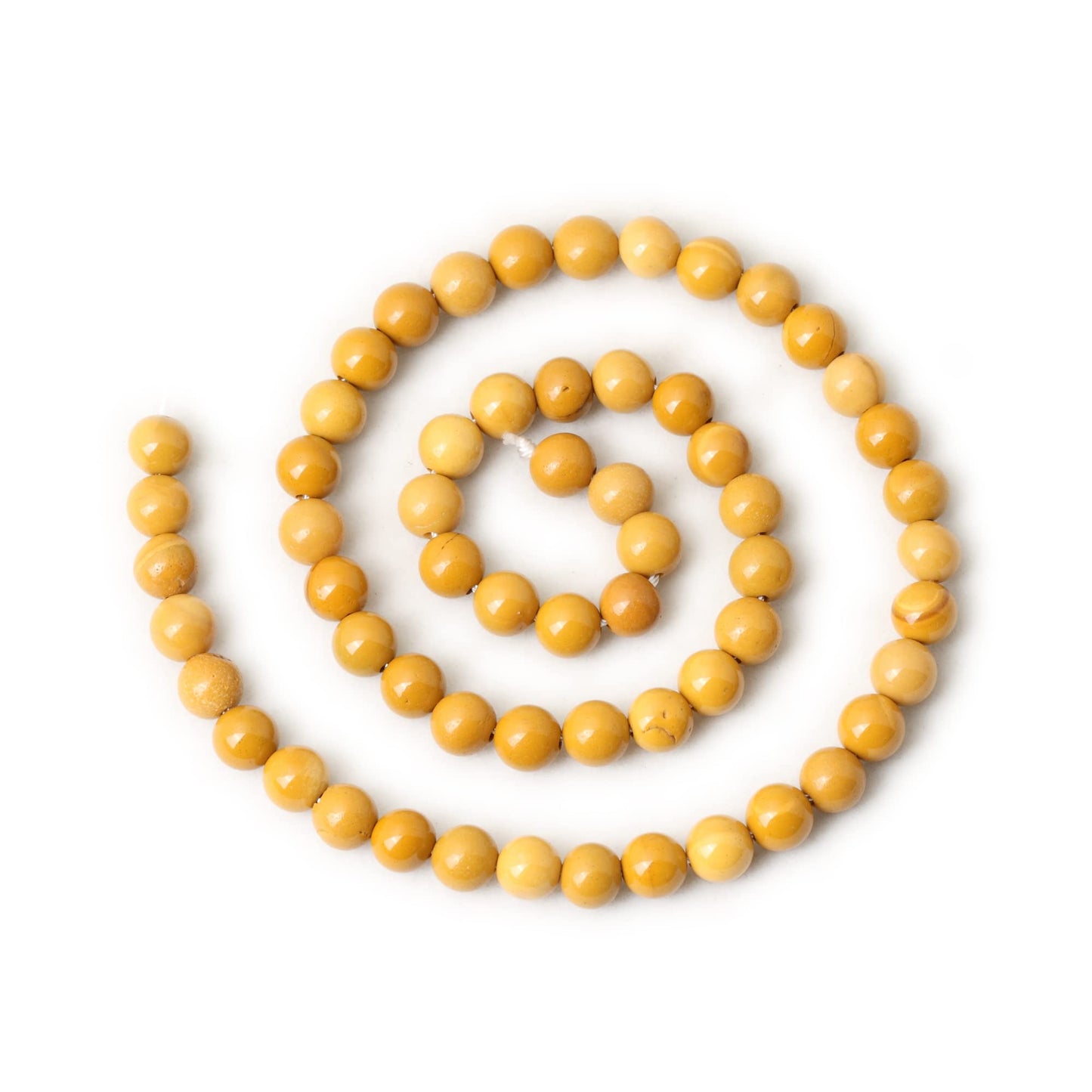 CHEAVIAN 60PCS 6mm Natural Yellow Moonkaite Jasper Gemstone Smooth Surface Round Loose Beads for Jewelry Making 1 String 15 Inches