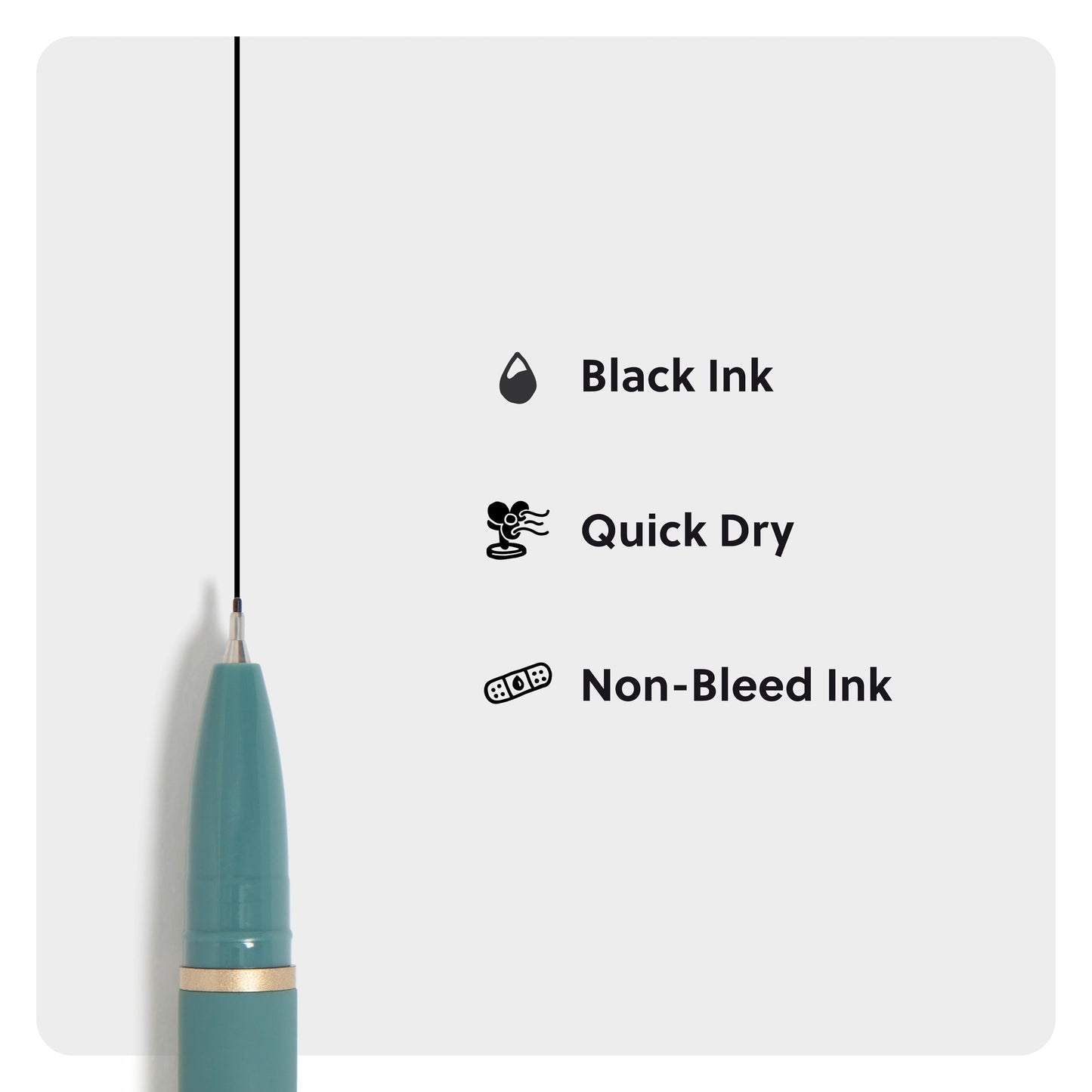U Brands Catalina Felt Tip Pens with Rose Gold Accents, Medium (0.7 mm) Point, Black Ink, Set of 3, Fashion Soft Touch