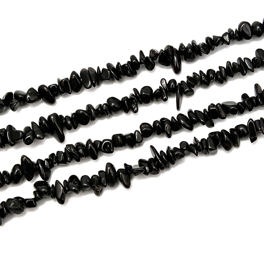 PLTbeads Gemstone Chips Natural Black Tourmaline 3-5mm Healing Crystals Waist Bracelets Necklace Kit Irregular Stone DIY Crafts Design Jewelry Making Approxi 32 inch