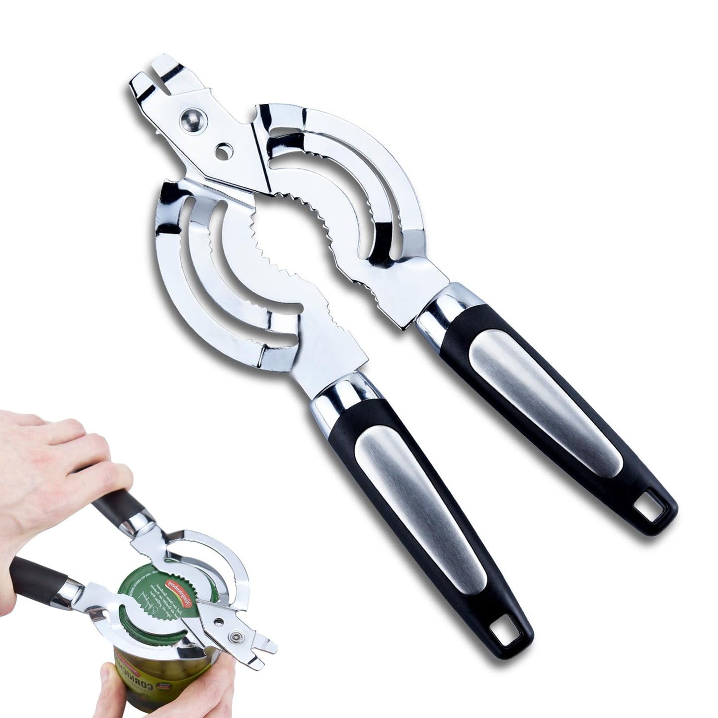 Topoem Jar Opener, Multi Jar Openers for Seniors, Stainless Steel Jar Lid Opener, Bottle Opener for Seniors with Arthritis, Weak Hands