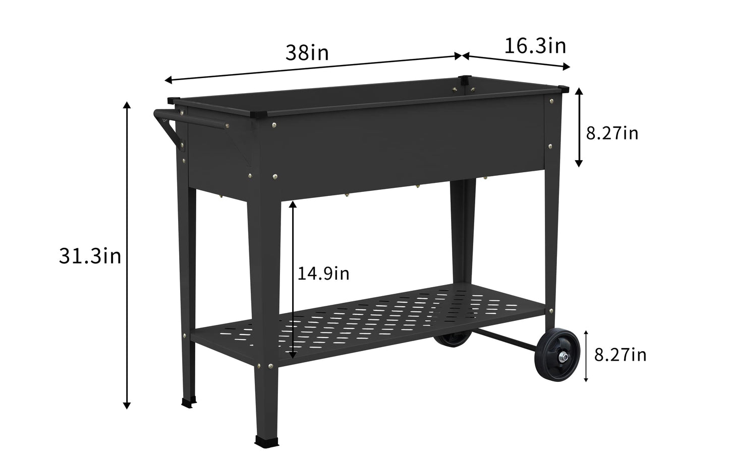 Raised Planter Box Outdoor with Legs Elevated Raised Garden Bed with Wheels Flower Boxes Outdoor Standing Planter for Vegetables Flowers Herbs Planting,Black