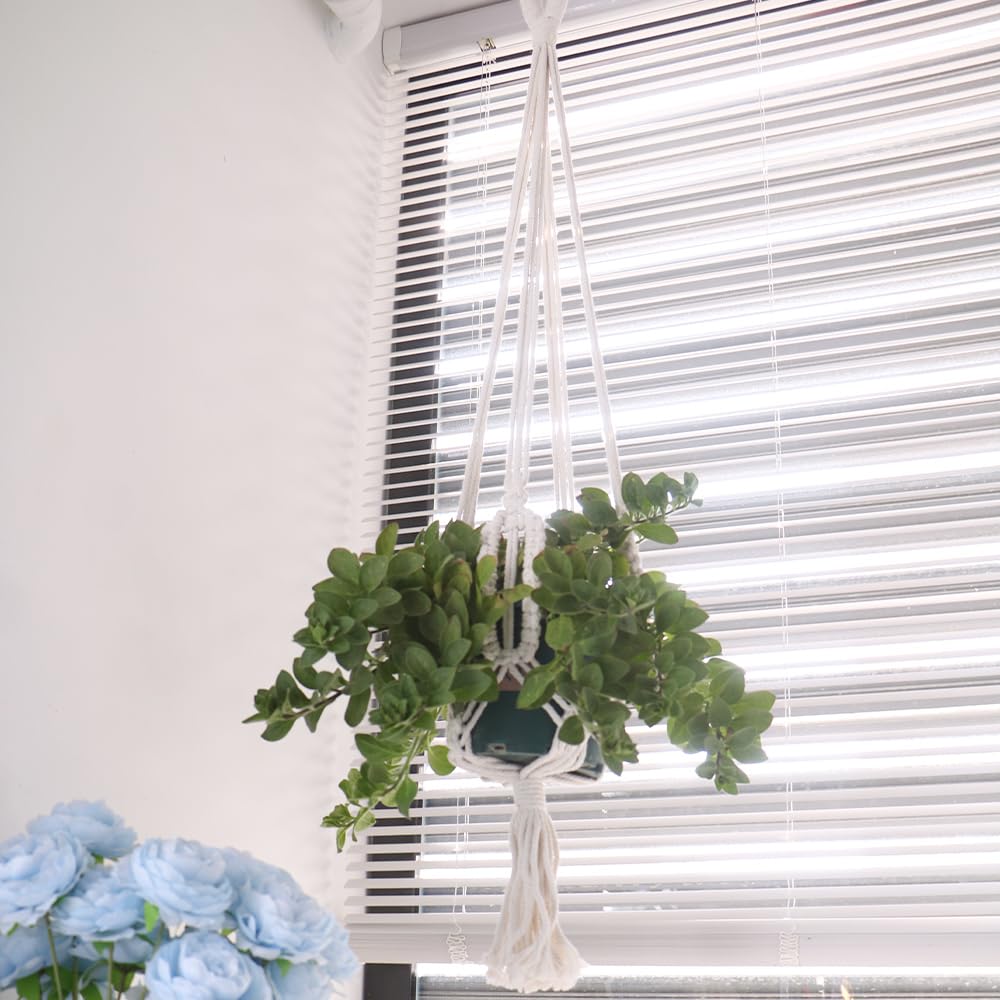 TENEWEE 3 Pack Macrame Plant Hangers Handmade Woven Boho Hanging Planters for Indoor Plants Window Balcony Home Decor