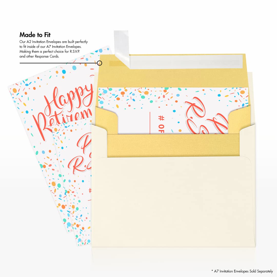 LUXPaper A2 Invitation Envelopes | Peel & Press | 4 3/8" x 5 3/4" | Gold Metallic | 80lb. Text | 50 Qty