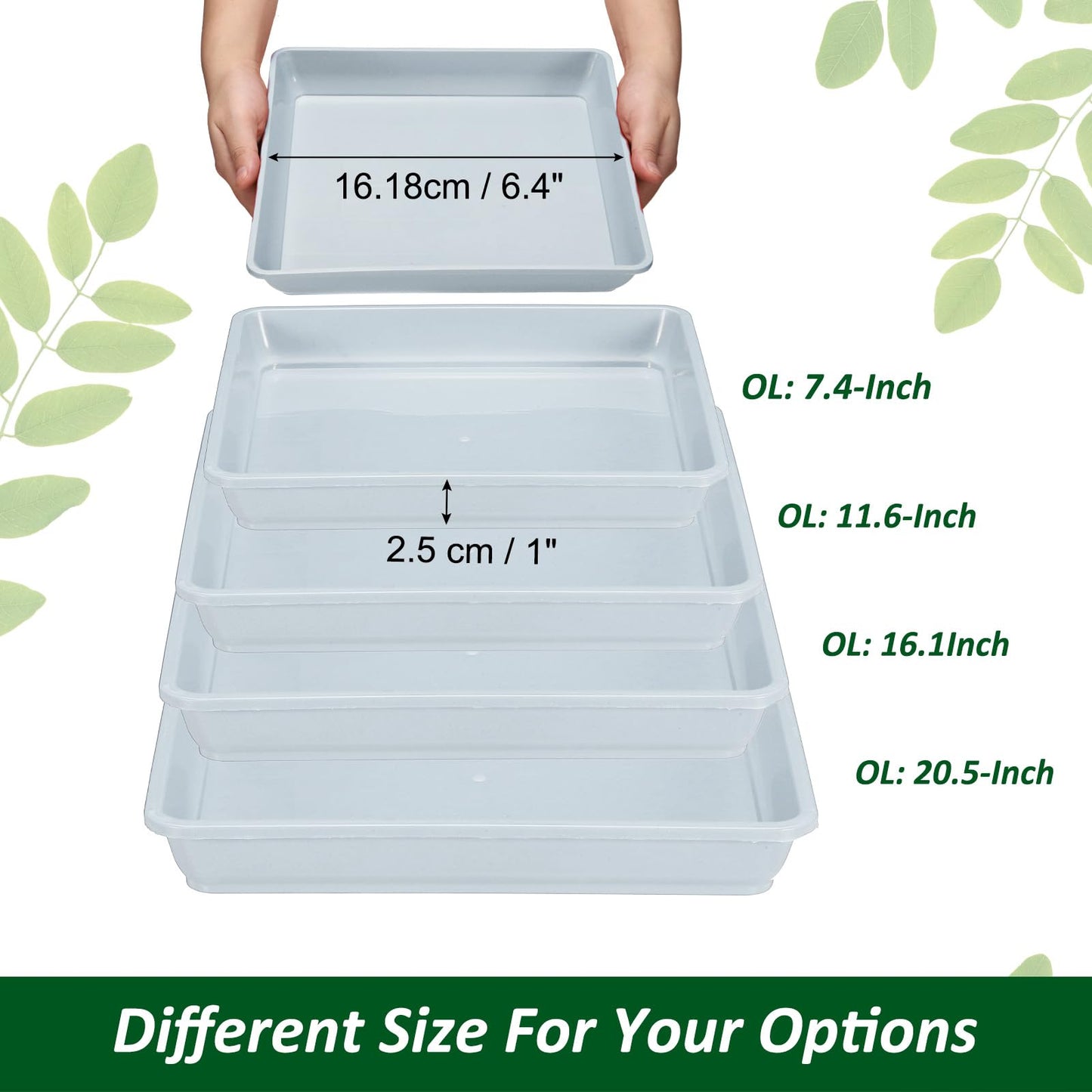 PATIKIL Plant Saucer Tray, 5 Pack 7 Inch Plastic Square Plant Saucer Flower Planter Drip Tray for Indoors Outdoors Patio Balcony, White
