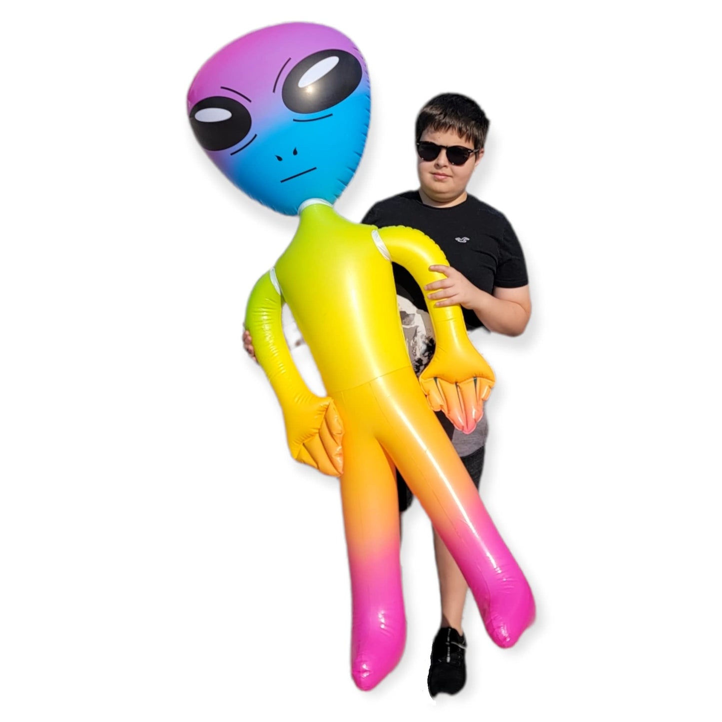 63" Giant Alien INFLATE (Vinyl) Galaxy/Rainbow/Tie Dye. Inflatable Huge Alien Figures on Hang Tag. (63" Giant Rainbow Alien INFLATE)