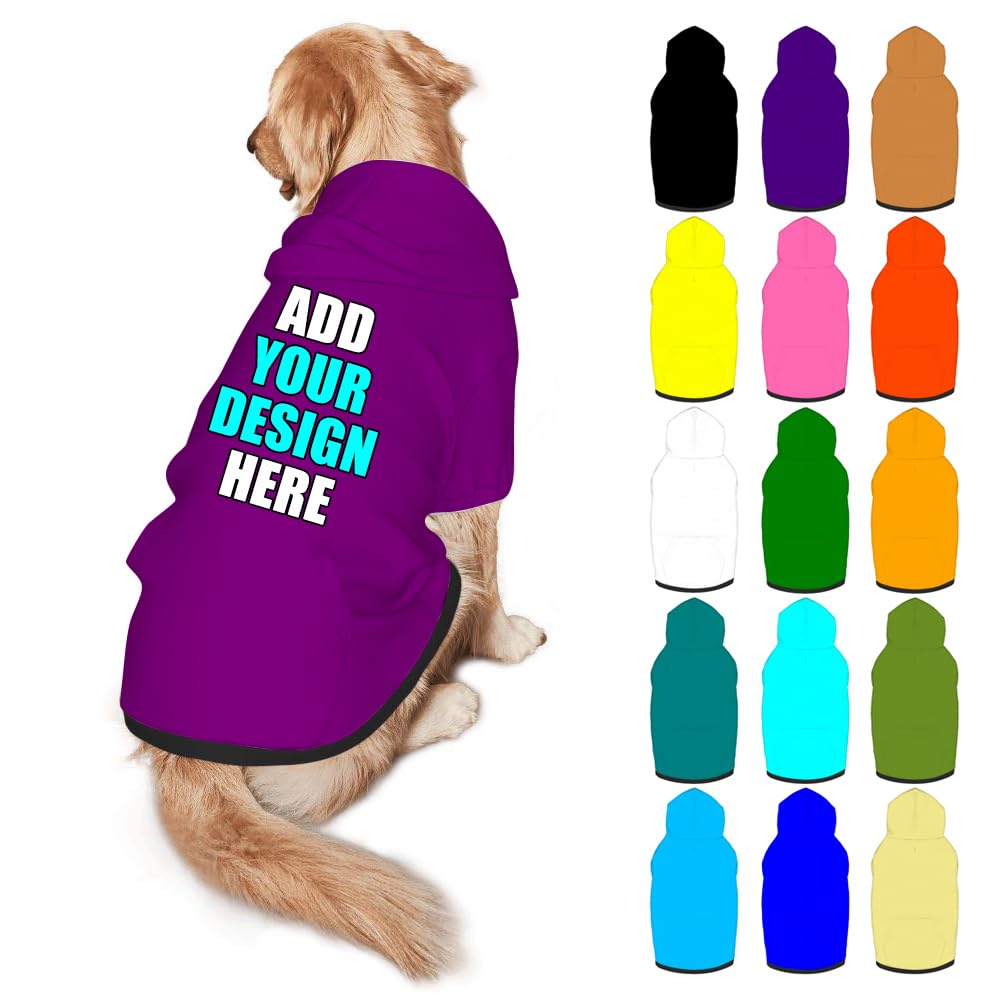 Mynvzrk Personalized Dog Hoodie Customized with Name Photo Pet Warm Sweater Hoodie for Medium Large Dogs & Cat Puppy, Indigo, XXL