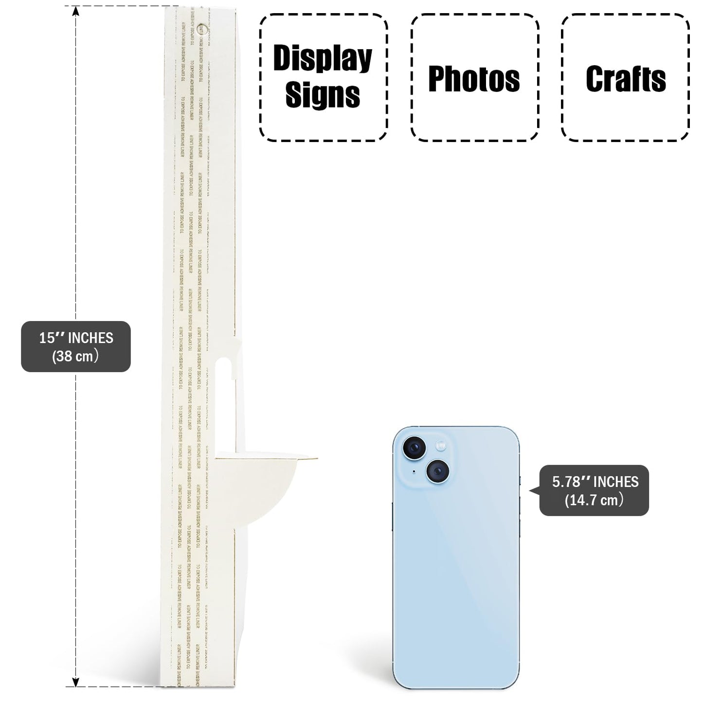 Lineco 25 Pack Cardboard Easel Backs 15 Inch, Self Stick Stand Display Signs, Canvas, Photographs, Brochures, Posters, Artwork and Crafts, White, Made in USA
