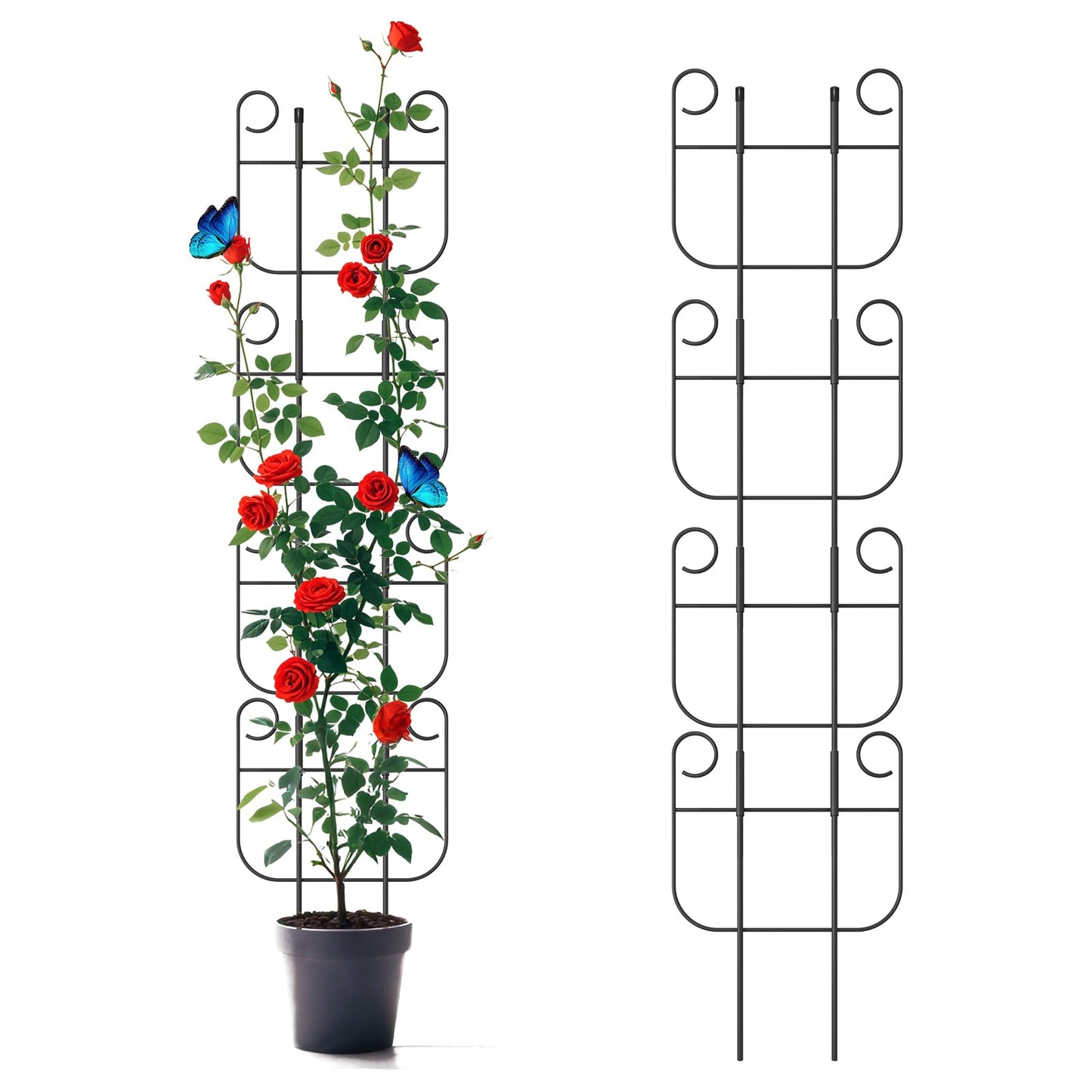4 Pack Trellis for Climbing Plants Indoor, Expandable Small Metal Trellis for Potted Plants, Flowers Vine Ivy, Sturdy Houseplant Pothos Plant Climber Support