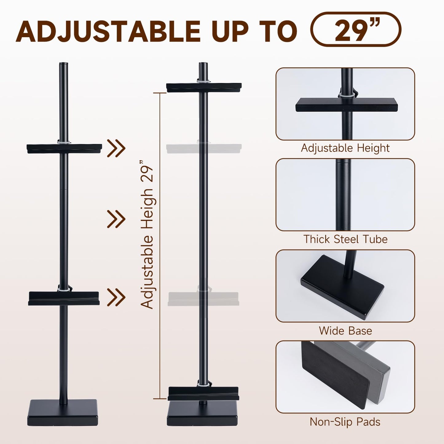 Adjustable Tabletop Easel Stand for Picture Frames up to 29" H - Metal Frame Holder Stand for Sign, Artwork, Canvas Display - Compact Black Small Easel Stands for Home Office Galleries (Black)