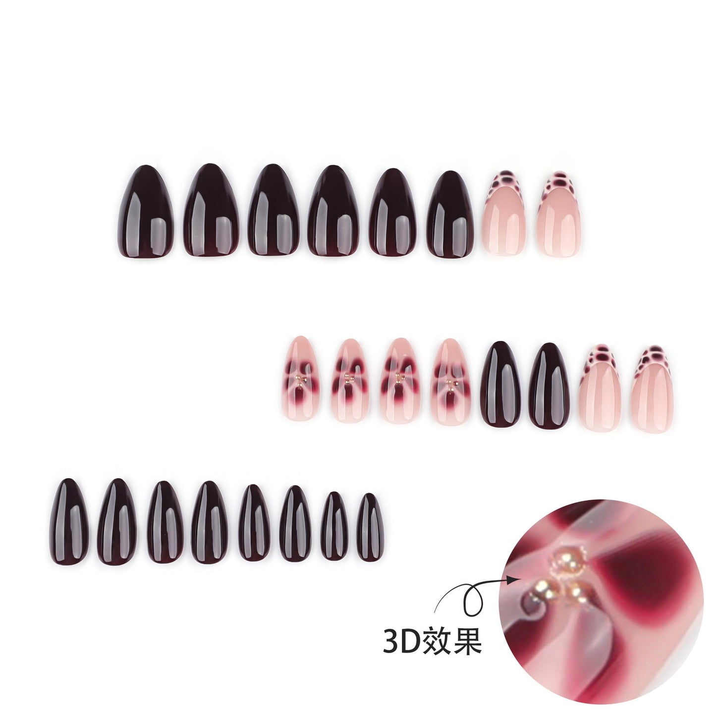 plalely Long Press on Nails Almond, Acrylic Press on Nails with Flower Designs, Long Almond Nail Tips for Women 24pcs