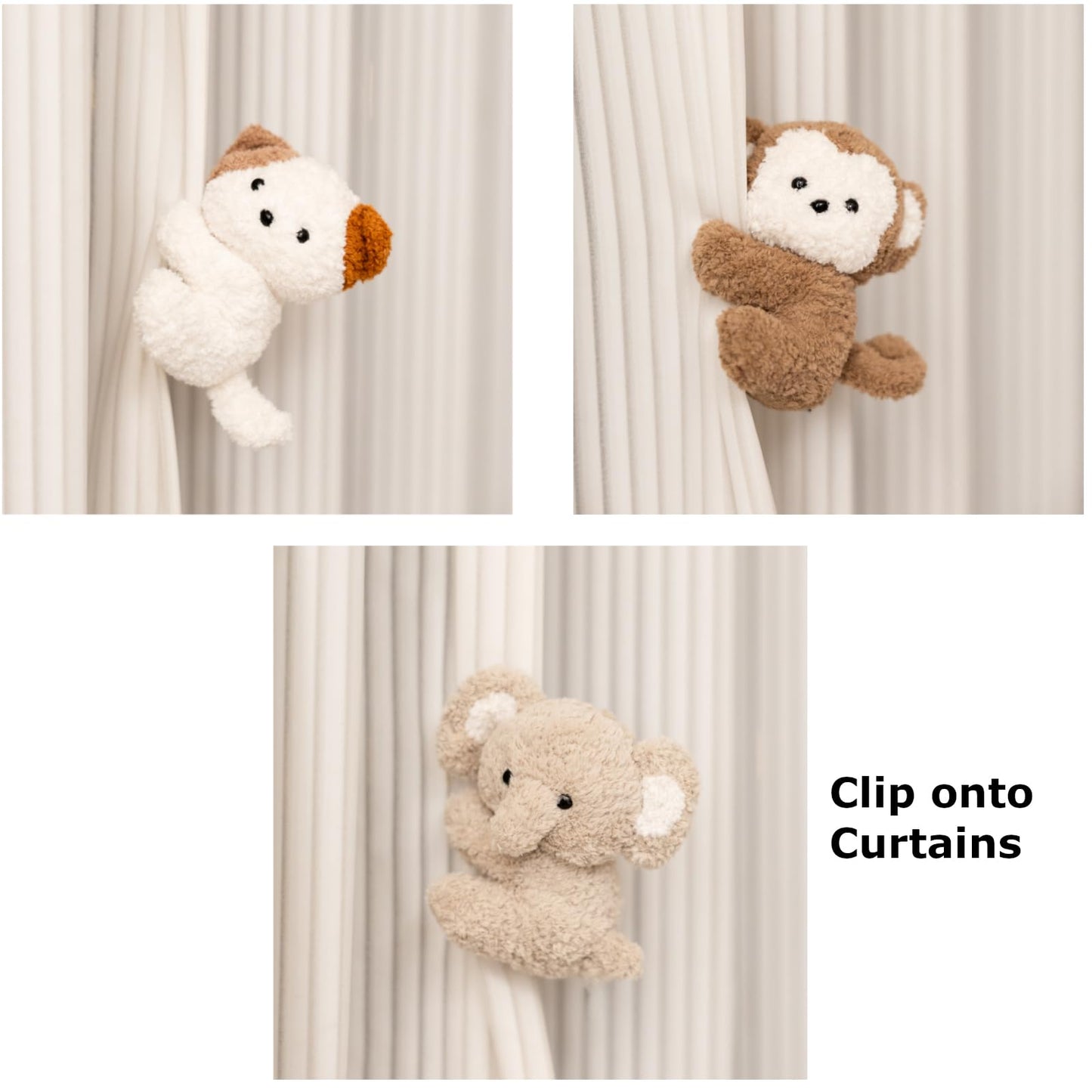 Cute Animal Plush Gift Set-Penguin Wrist Rest & 3 mini Plush Clips(Monkey,Dog,Elephant) Kawaii Cozy Desk Decor for Office, Study, Home,Gift Box Included