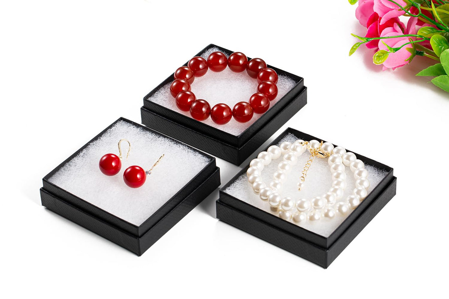Magicool 20 Pack 3.5x3.5x1 Inch Cardboard Jewelry Boxes,Used for Necklaces,Bracelets,Earrings,Jewelry,Small Gift Packaging,Jewelry Gift Boxes with Lids and Filled with Cotton(Black)