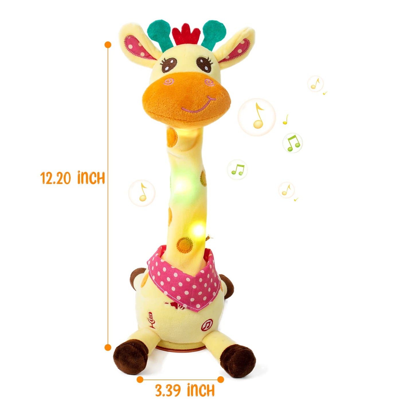 JISON21 Dancing Talking Giraffe Plush Toy, Funny Singing Recording & Repeating Musical Giraffe, Unique Valentine's Day Gift for Girlfriend Boyfriend, Interactive Fun for Baby Toddlers Kids(Yellow)