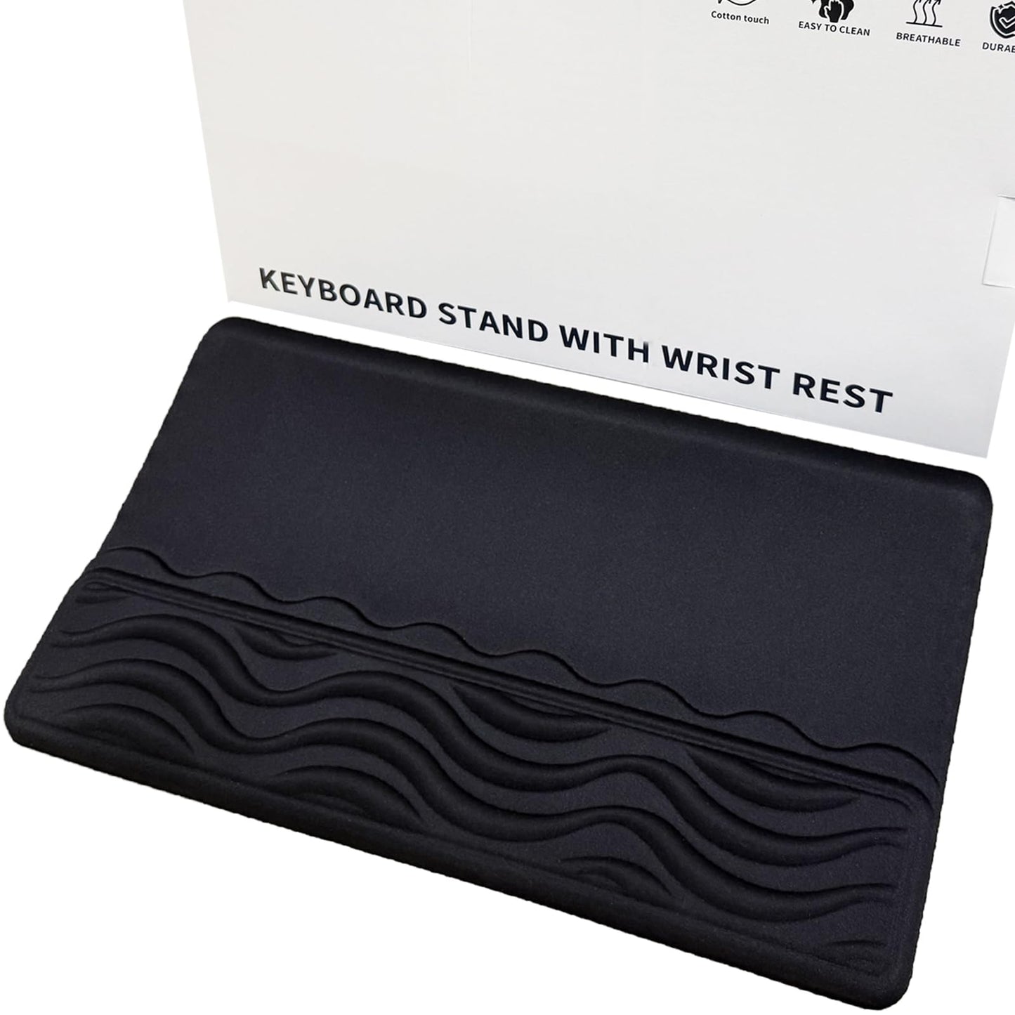 TCOINERY Keyboard Wrist Rest, Mouse Pad Set with Ergonomic Tilted, Memory Foam Pad for Pain Relief, Wrist Rest for Computer Keyboard, Comfortable Typing Support for Office, Home & School, Black