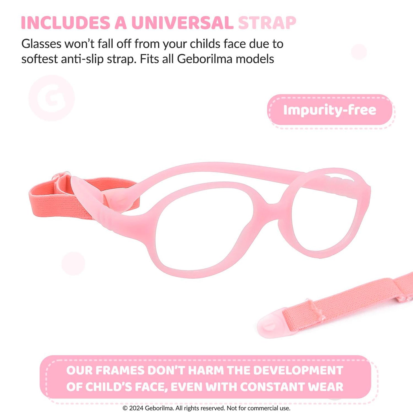 Geborilma Unbreakable Eyeglasses for Kids Flexible Glasses - XS Toddler Glasses Frames 1-3 - Baby Eyeglass Frames 43-15-128