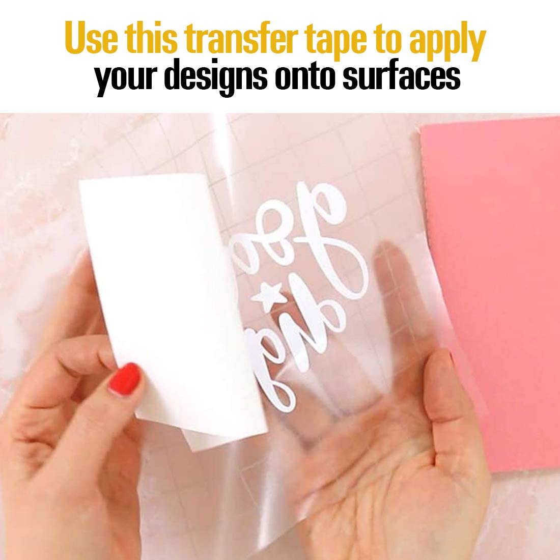 JH Best Crafts 12" X 25' Feet Roll Transfer Paper w/Grid- Perfect Alignment of Cameo or Cricut Self Adhesive Vinyl for Decals, Walls, Signs, Ceramics, Glass, Windows and Other Smooth Surfaces