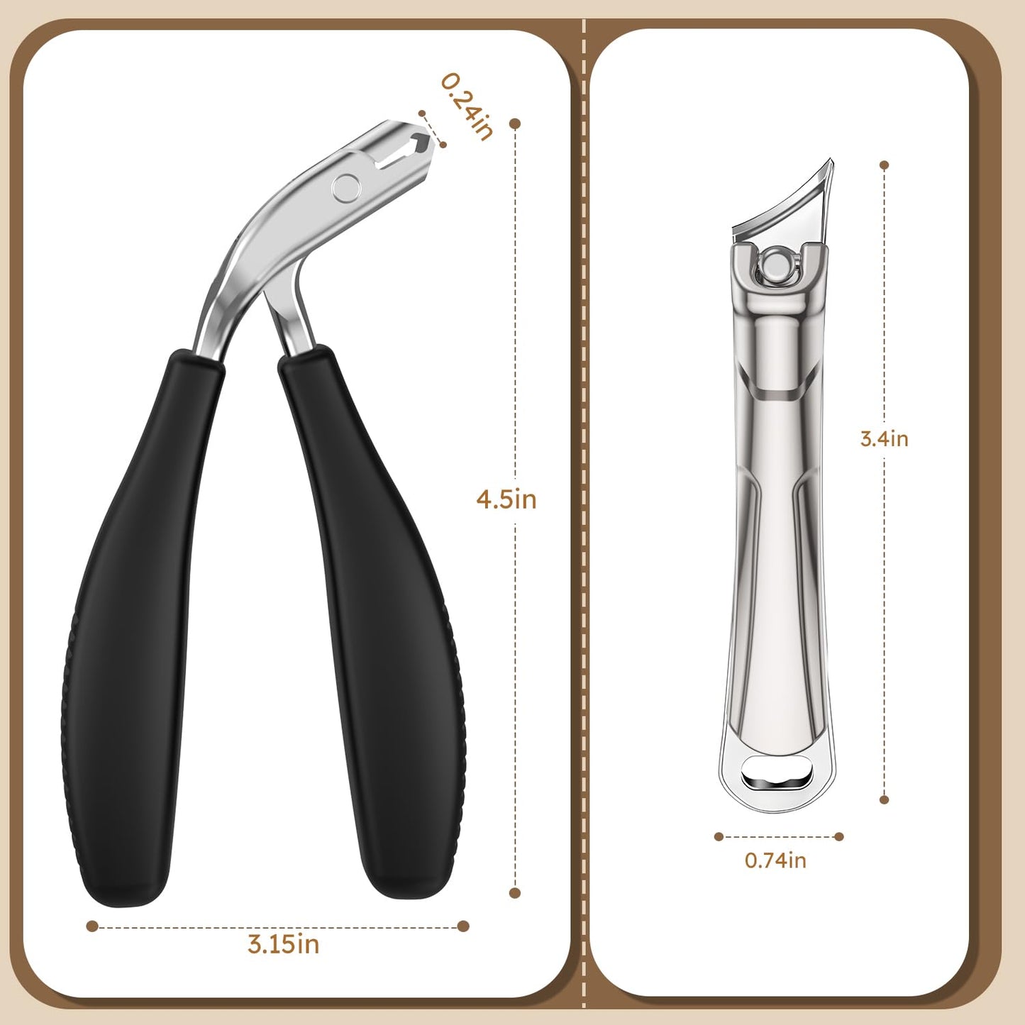 Large Toenail Clippers for Thick Nails for Seniors, Non-Slip Long Handled Angled Head Toe Nail Clippers with Catcher, Wide Jaw Opening Sharp Curved Cutter, Slanted Fingernail Clippers for Men Women