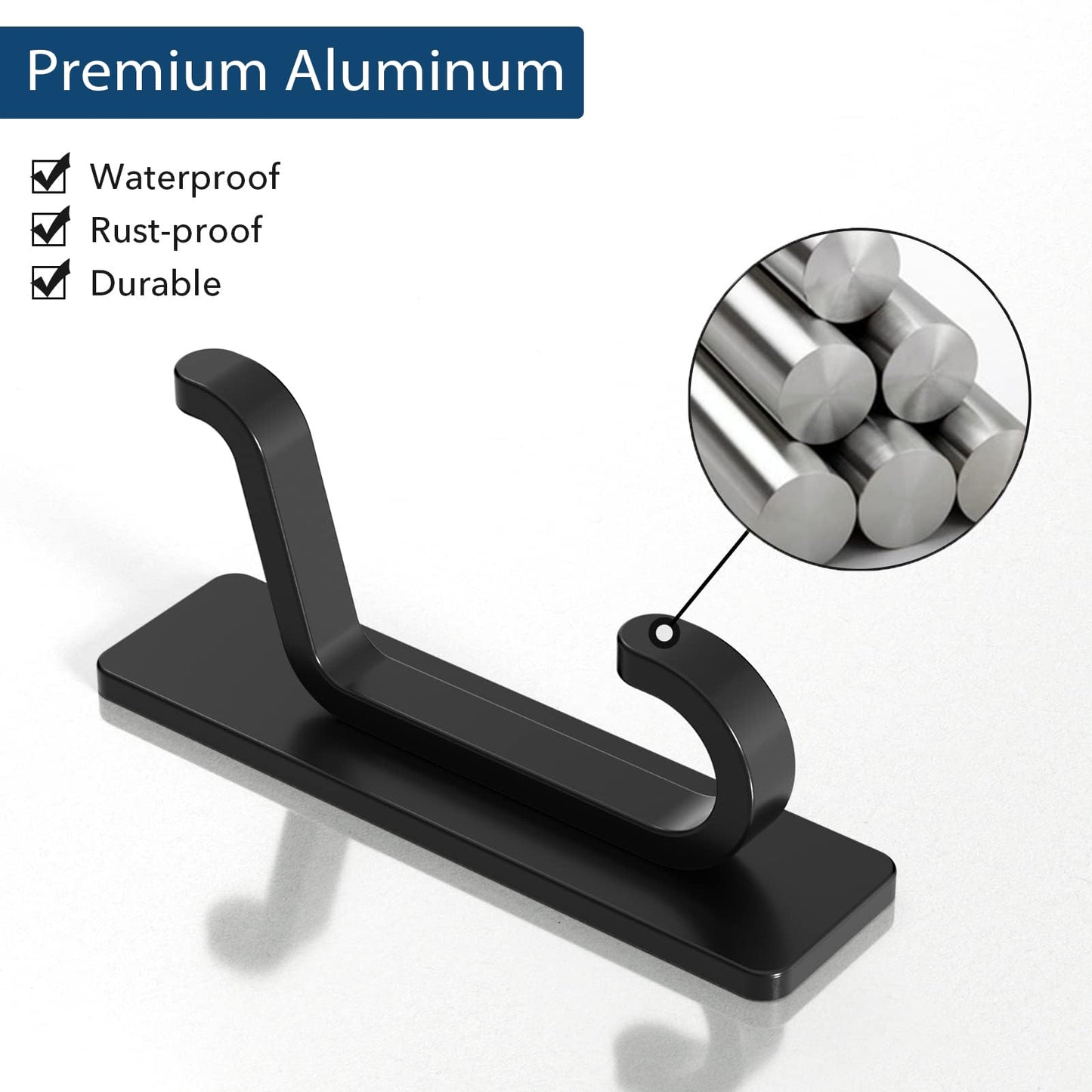 pickpiff Wall Hooks for Coat and Towel: 13LB Strong Adhesive Door Hanger Stick on, Black 6 Pack