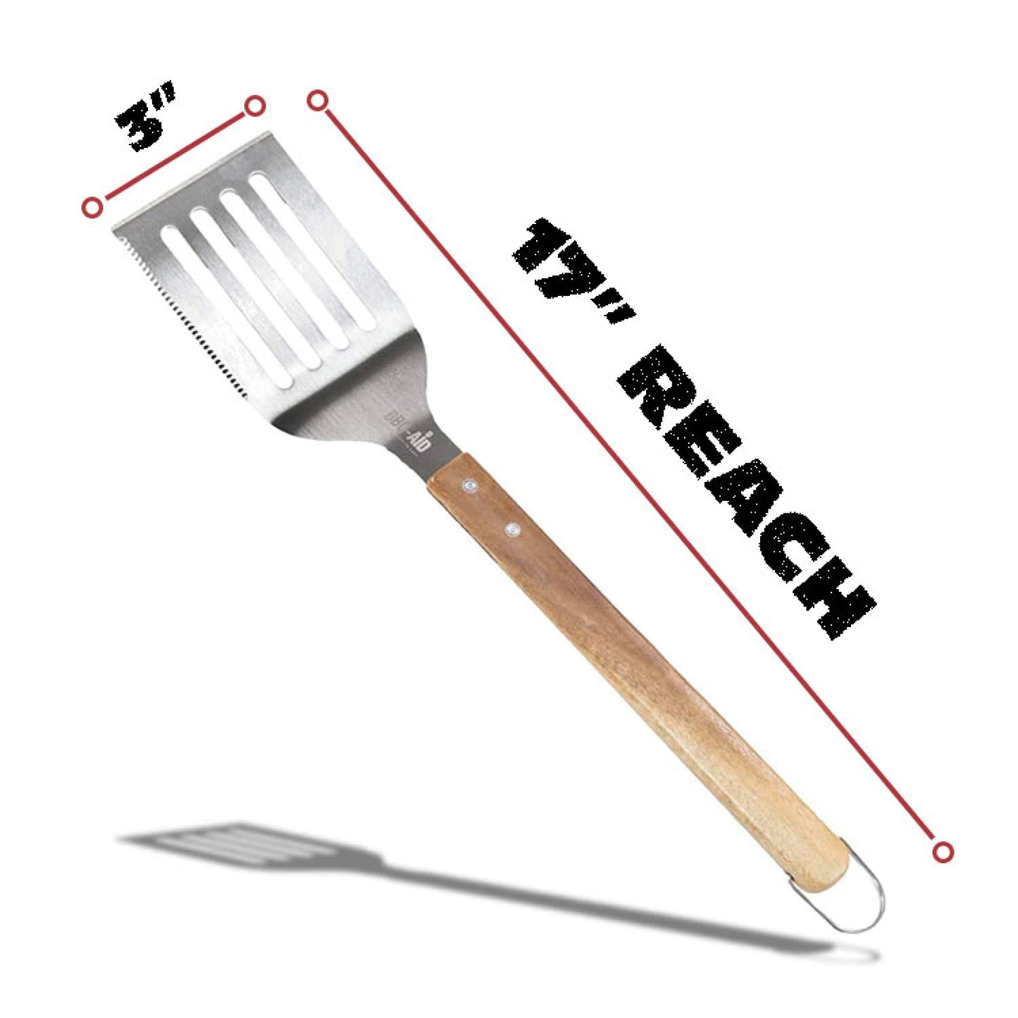3 piece BBQ Grilling Accessories Set - BBQ Tongs Spatula Fork Set - Heavy Duty Stainless Steel Barbecue Grill Tools with Solid Hard Wood Handles Great Gift Set