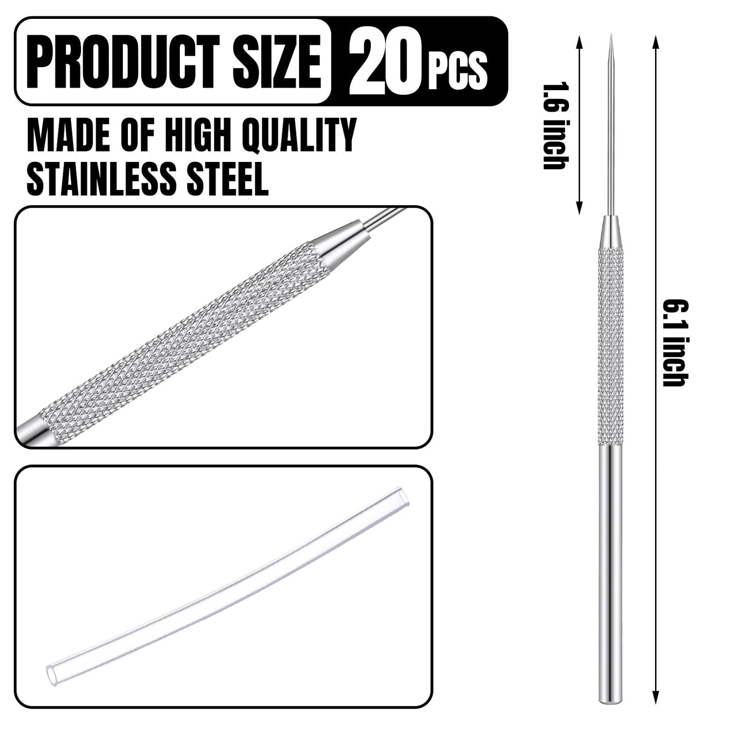 Lasnten 20 Pcs Clay Sculpting Tools Clay Needle Ceramic Needle Modeling Carving Stainless Steel Pottery Tools Polymer Detail Sculpture Supplies for Sculpting Carving DIY Craft Texture Art