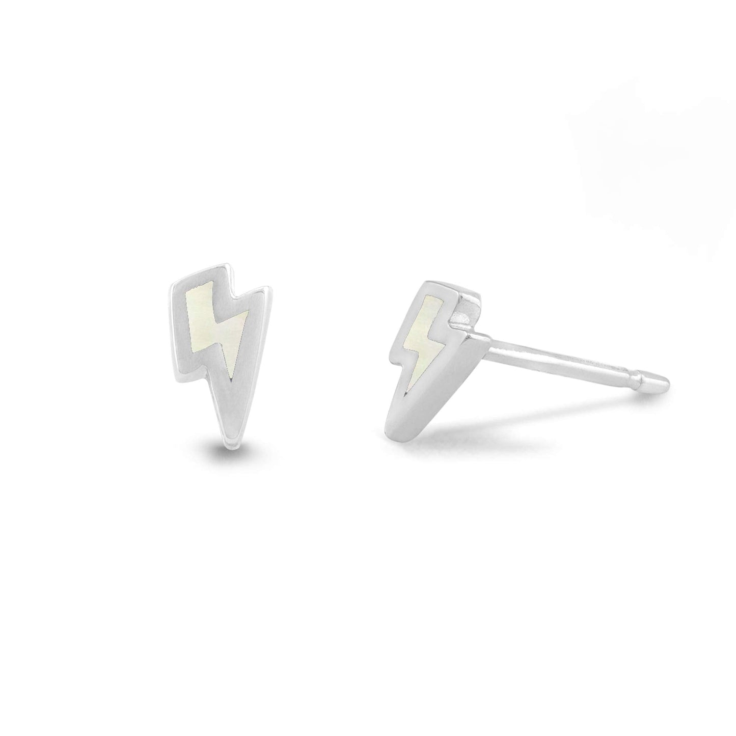 Boma Jewelry Sterling Silver Lightning Bolt Stud Earrings (Mother of Pearl)