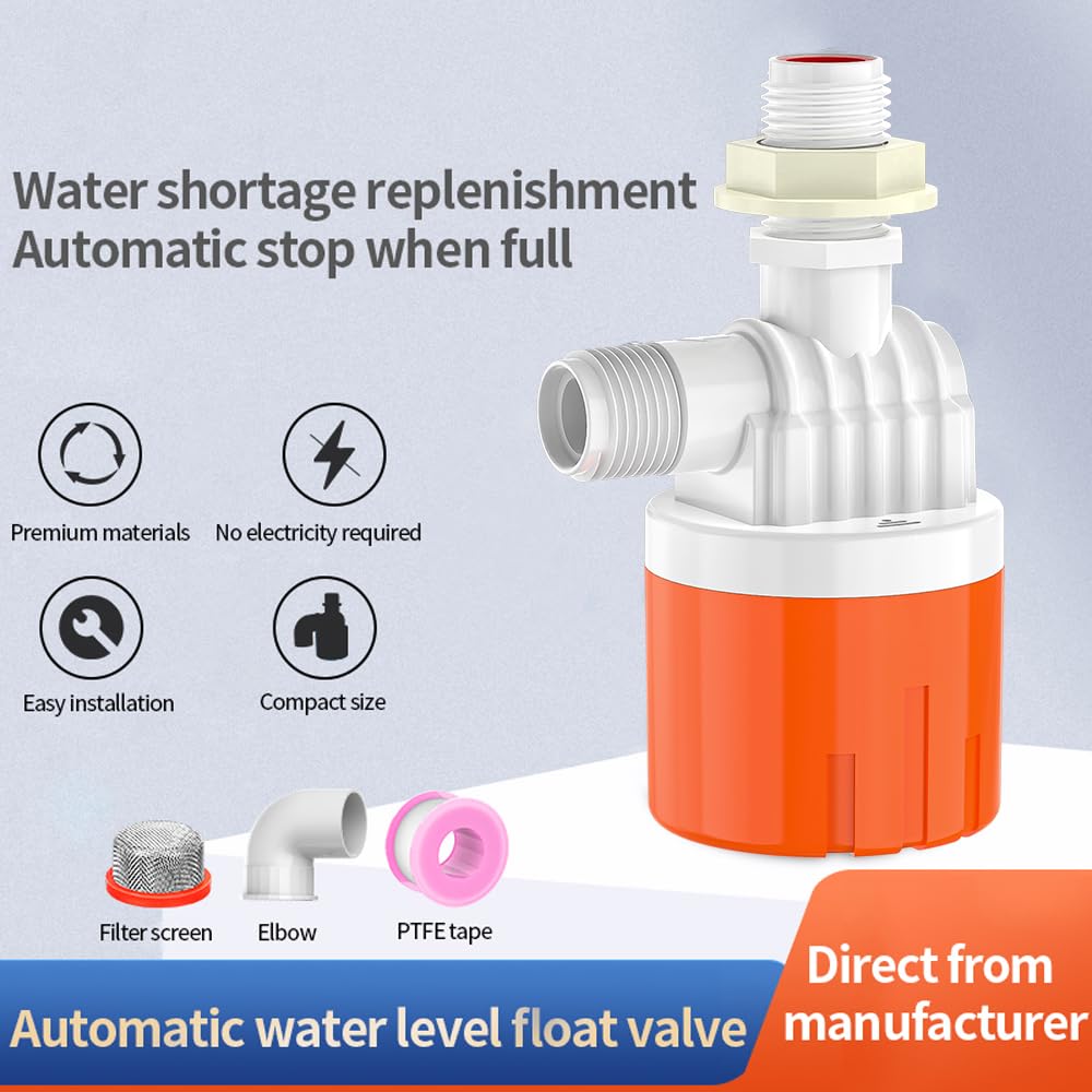 Cxztcl Float Ball Valve for Water Tank, Automatic Water Trough Water Level Control Float Valve Aqua Pulse Trough for Pool,Pond,Livestock (1pcs 3/4" side inner)