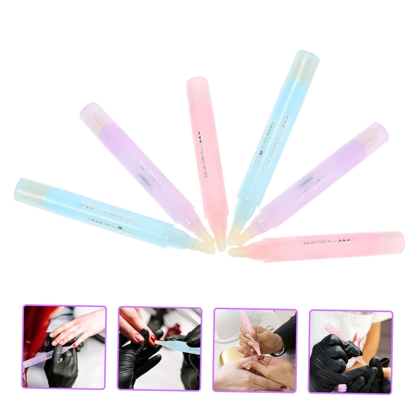 LOLIPPYY 6Pcs Nail Polish Corrector Pen Set Nail Art Correction Tool for Manicure Cuticle Touch-Up and Decontamination Suitable for Salon Use