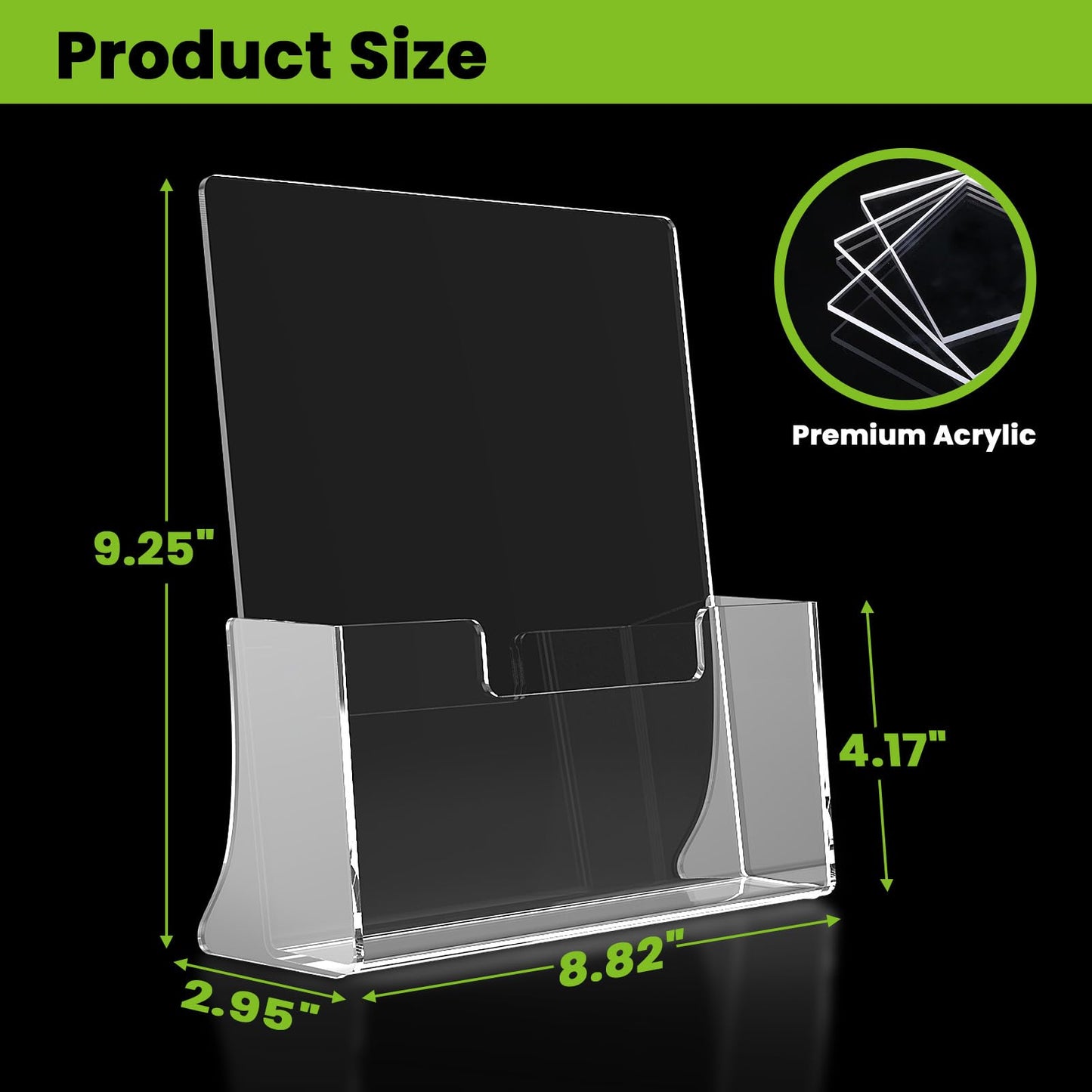 4 Pack Acrylic Brochure Holder 8.5 x 11 inches, Clear Acrylic Literature Holder, Plastic Flyer Stands for Displaying Magazines, Pamphlets, Documents, Booklets, Menu, Journals Countertop Organizer
