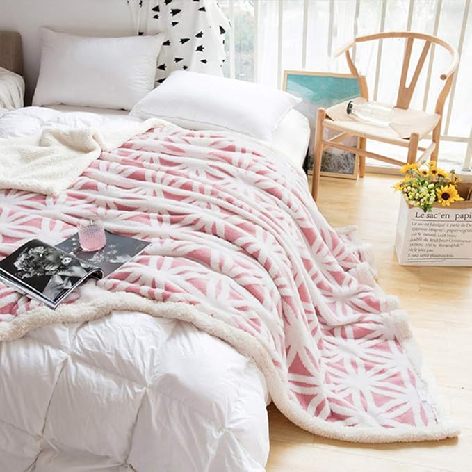 LOMAO Sherpa Fleece Blanket Fuzzy Soft Throw Blanket Dual Sided Blanket for Couch Sofa Bed (Pink, 90''x90'')