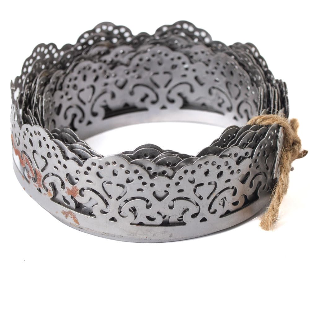Decorative Metal Ribbon Border Trim, 10 Feet Roll, Flexible Cutout Pattern for DIY Projects (Silver, 1-1/3 Inch Metal Lace-2)