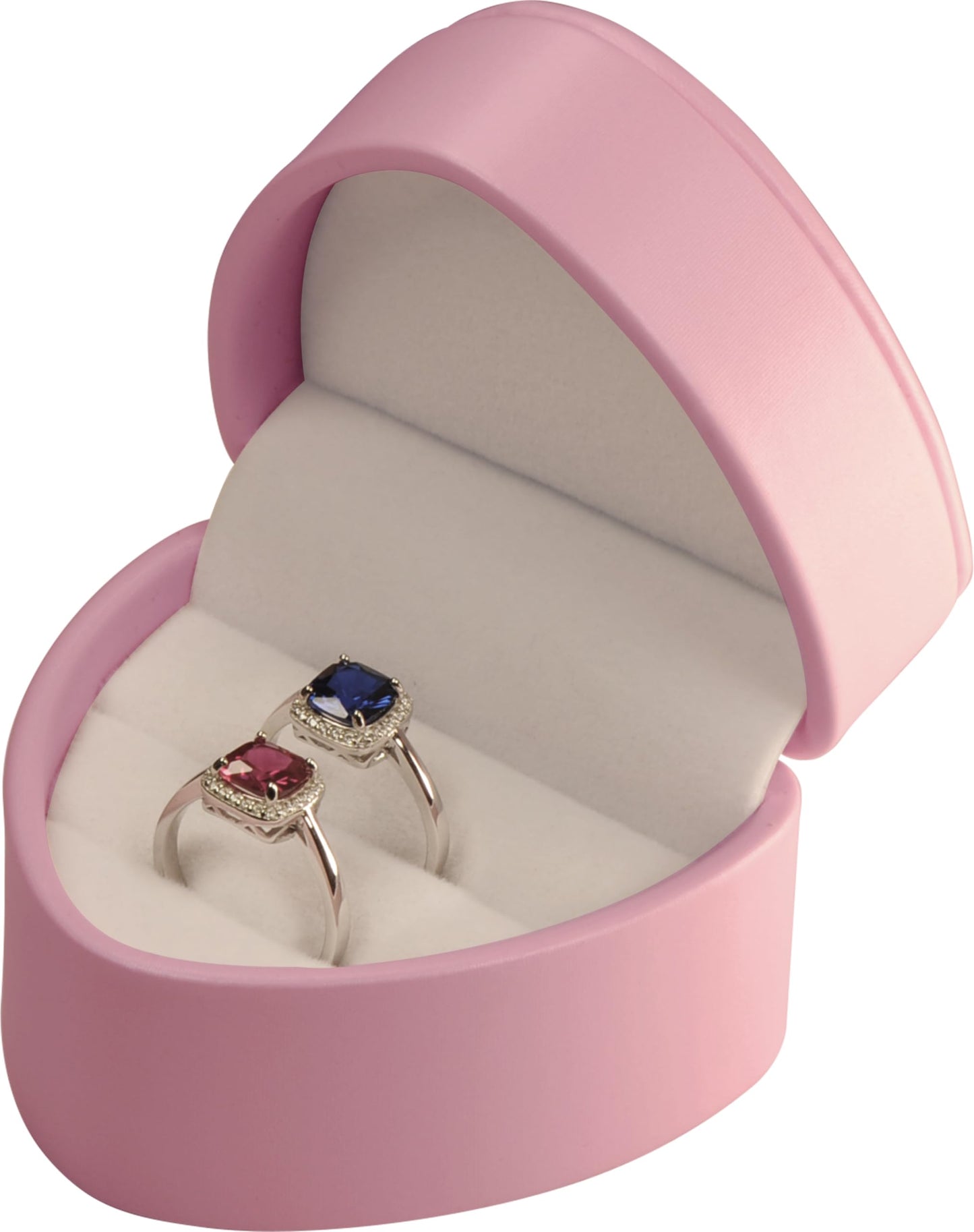 LAODA Heart Shaped Double Couple Ring Box for Wedding & Engagement - Premium PU Leather Two Slot Ring Jewelry Gift Box for Women & Men for Wedding Day Ceremony (1, Pink)